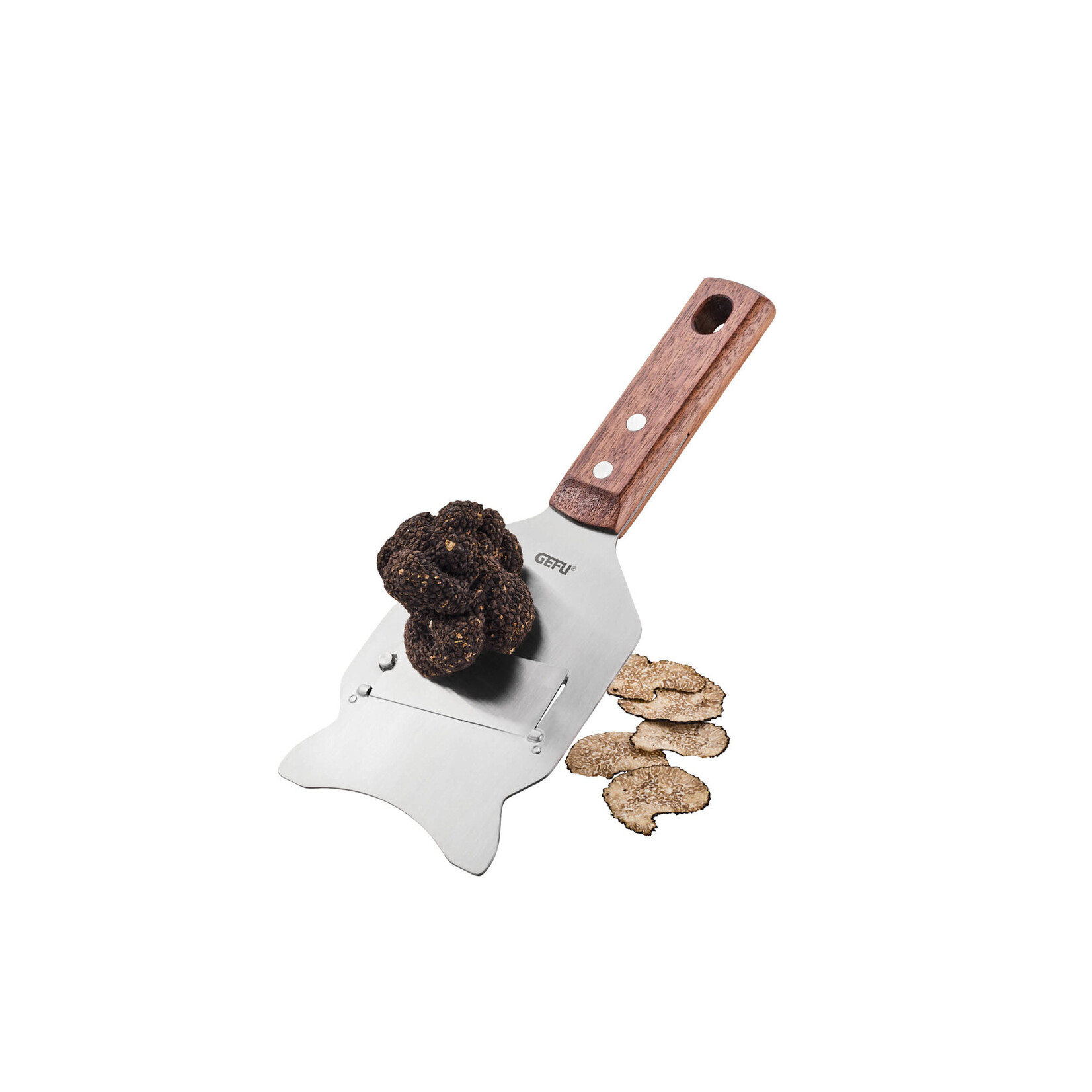 Gefu Truffelschaal Walnoten hout handvat Gefu Lamezza truffelschaaf fijnschaver Gefu 10965