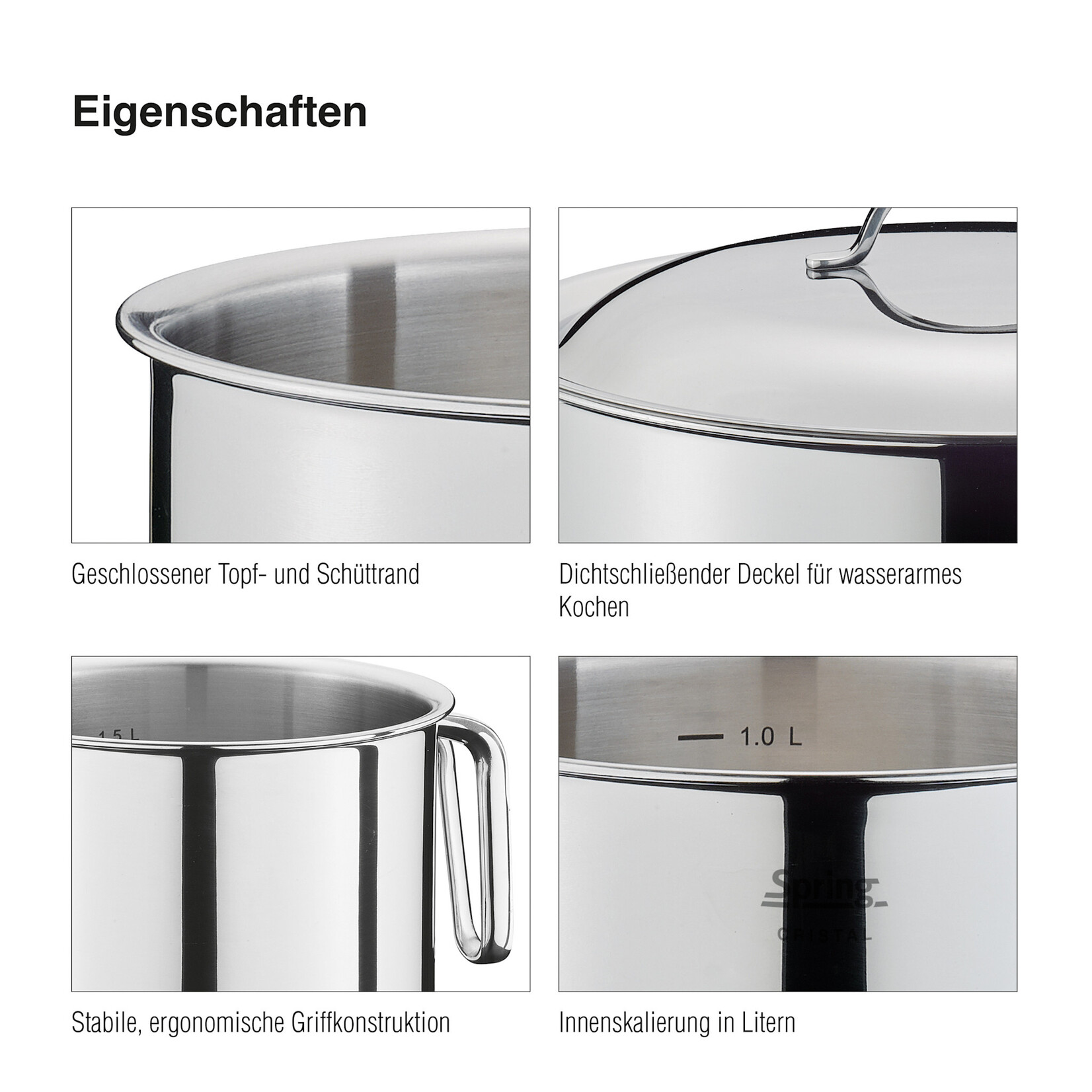 Spring 1800 ml Ø 14 cm hoog 125 mm Melkpan Spring Cristal hoge saus melk pan 1800 ml Spring 0285776014
