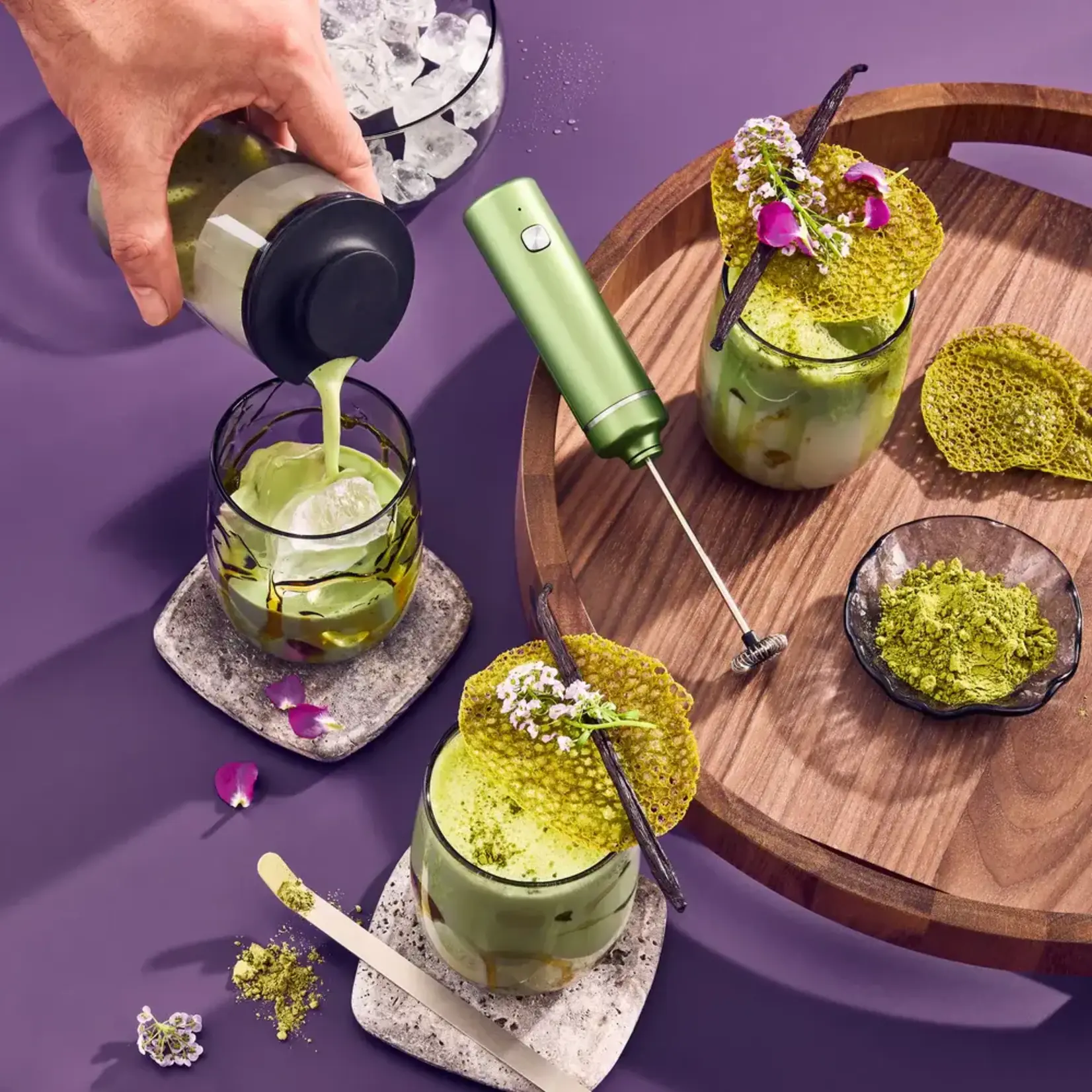 AdHoc Design AdHoc Connaisseurs set voor matcha-liefhebbers Opschuimer, glas en matcha lepel Ad Hoc MS35