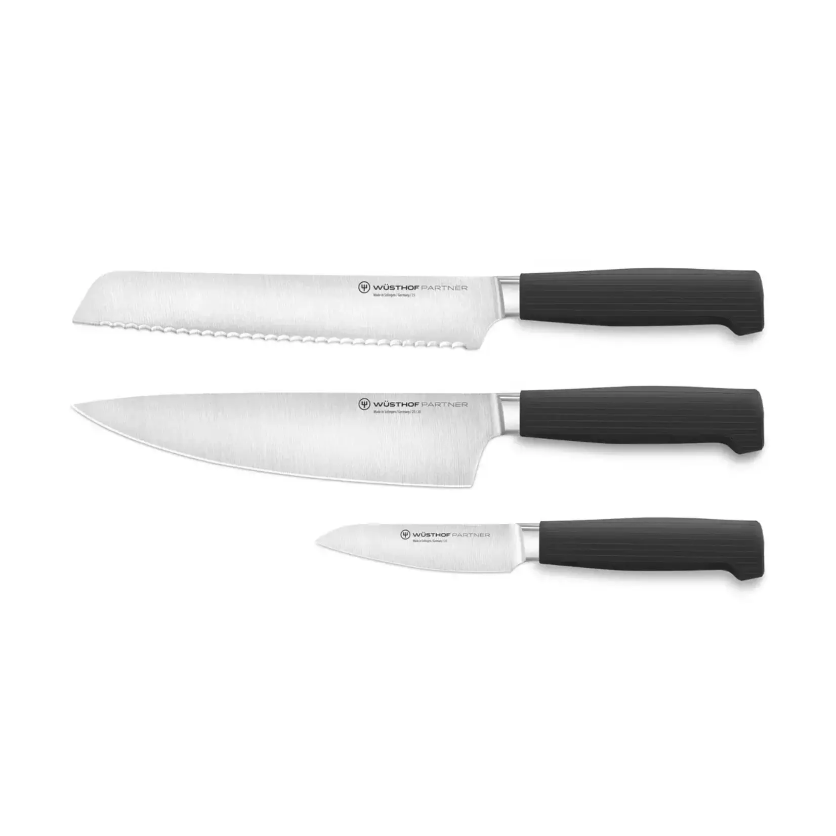 Wüsthof, messen uit Solingen 3 delig messenset Wusthof Partner halve krop koksmes 20, broodmes 20 en officemes 9 cm Wusthof 1061860301