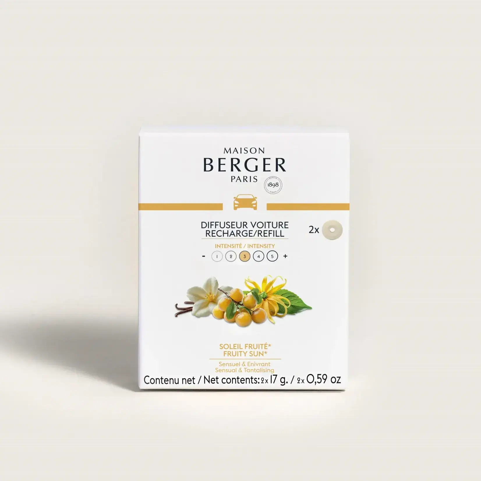 Maison Berger Paris 1898 2 Navulling Maison Berger auto geurverspreider Soleil Fruite Fruity sun  car refill Maison Berger 7904