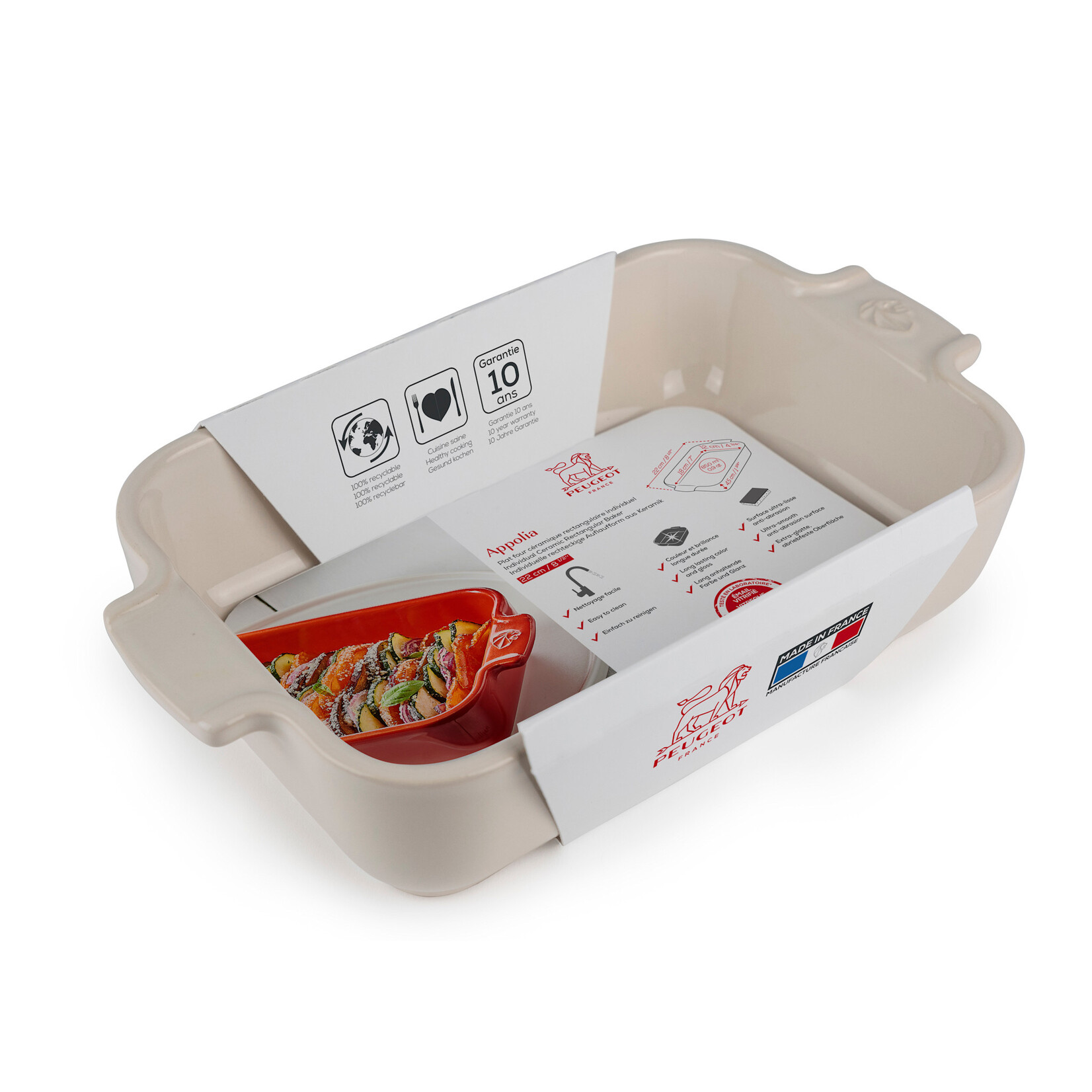 Peugeot Peugeot Appolia Ecru ovenschaal 850 ml 22 cm 180x120x45 mm Ecru rechthoek Peugeot 61135