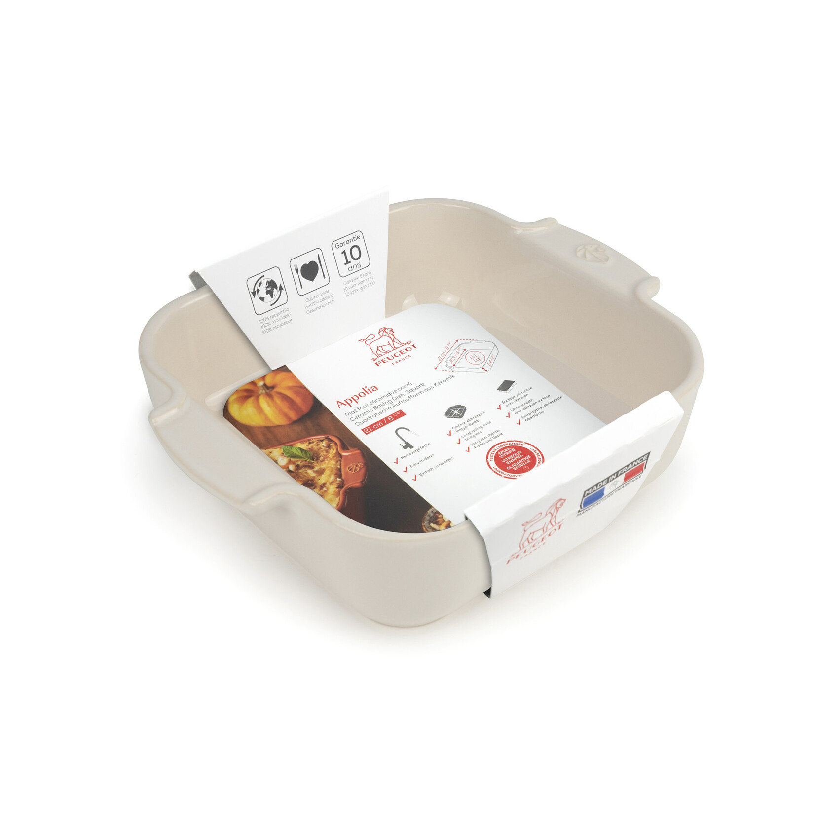 Peugeot Peugeot Appolia Ecru ovenschaal 1100 ml 21 cm 163x163x54 mm Ecru vierkant Peugeot 60206