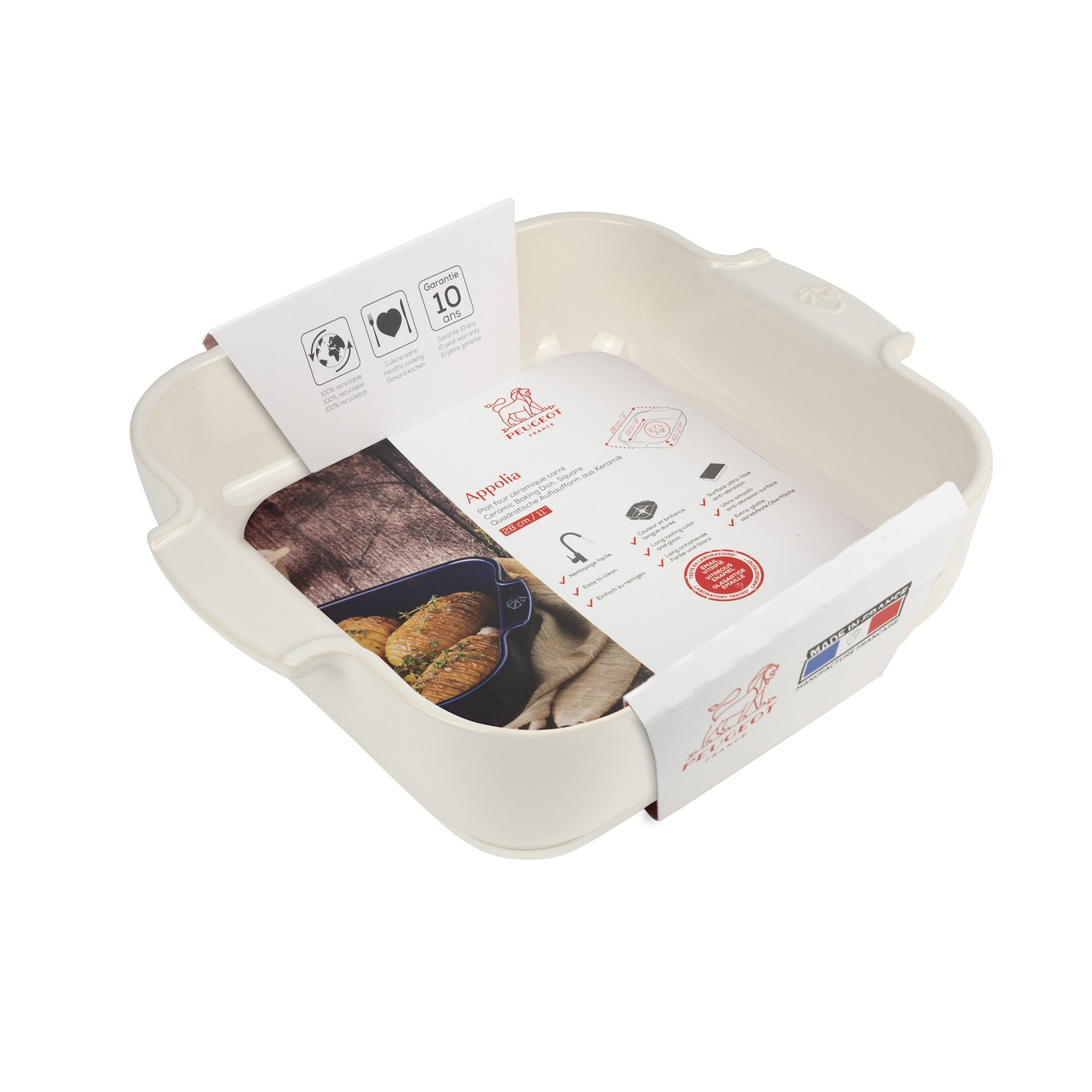 Peugeot Peugeot Appolia Ecru ovenschaal 2700 ml 28 cm 225x225x65 mm Ecru vierkant Peugeot 60169