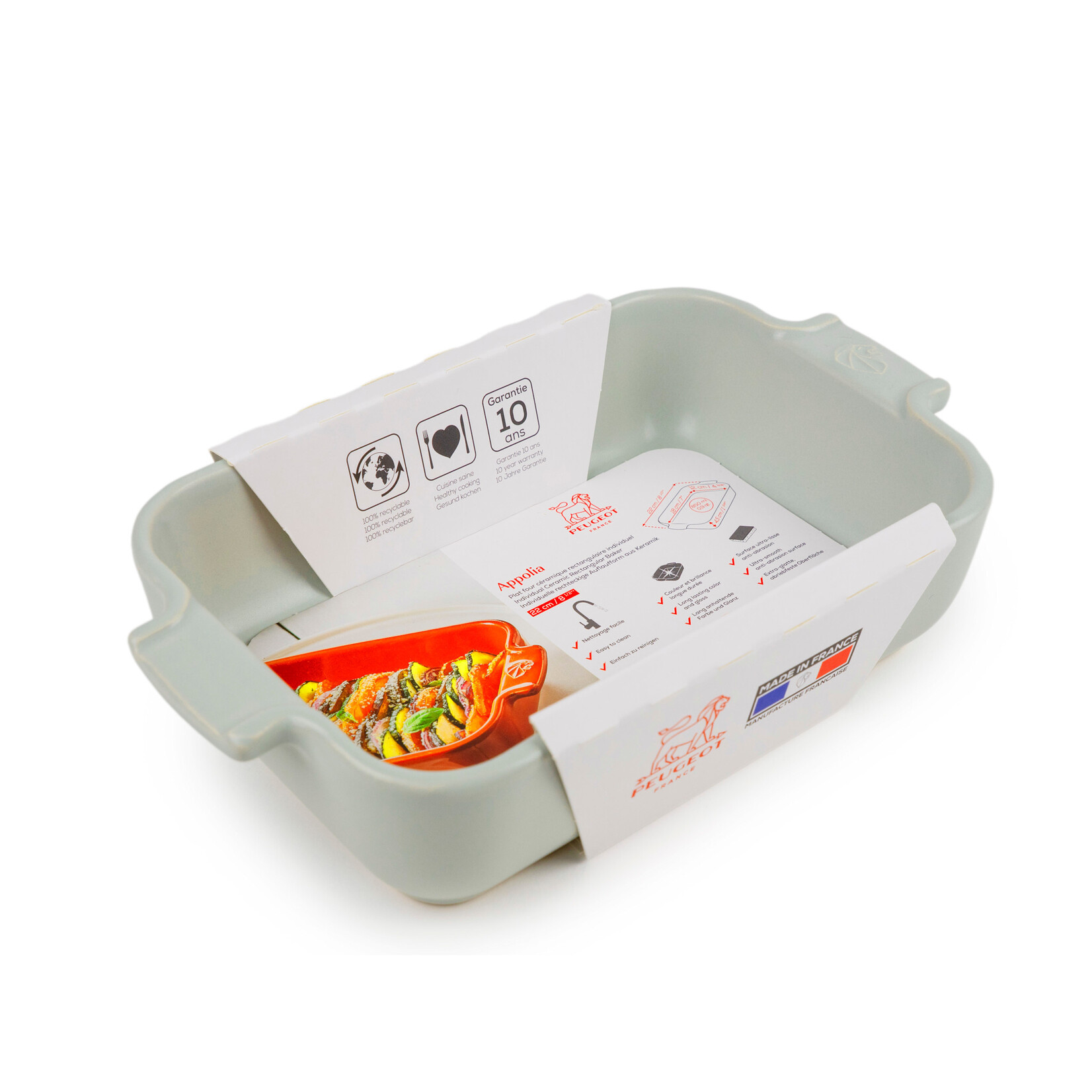Peugeot Peugeot Appolia Saliegroen ovenschaal 850 ml 22 cm 180x120x45 mm Vert Sauge rechthoek Peugeot 62613