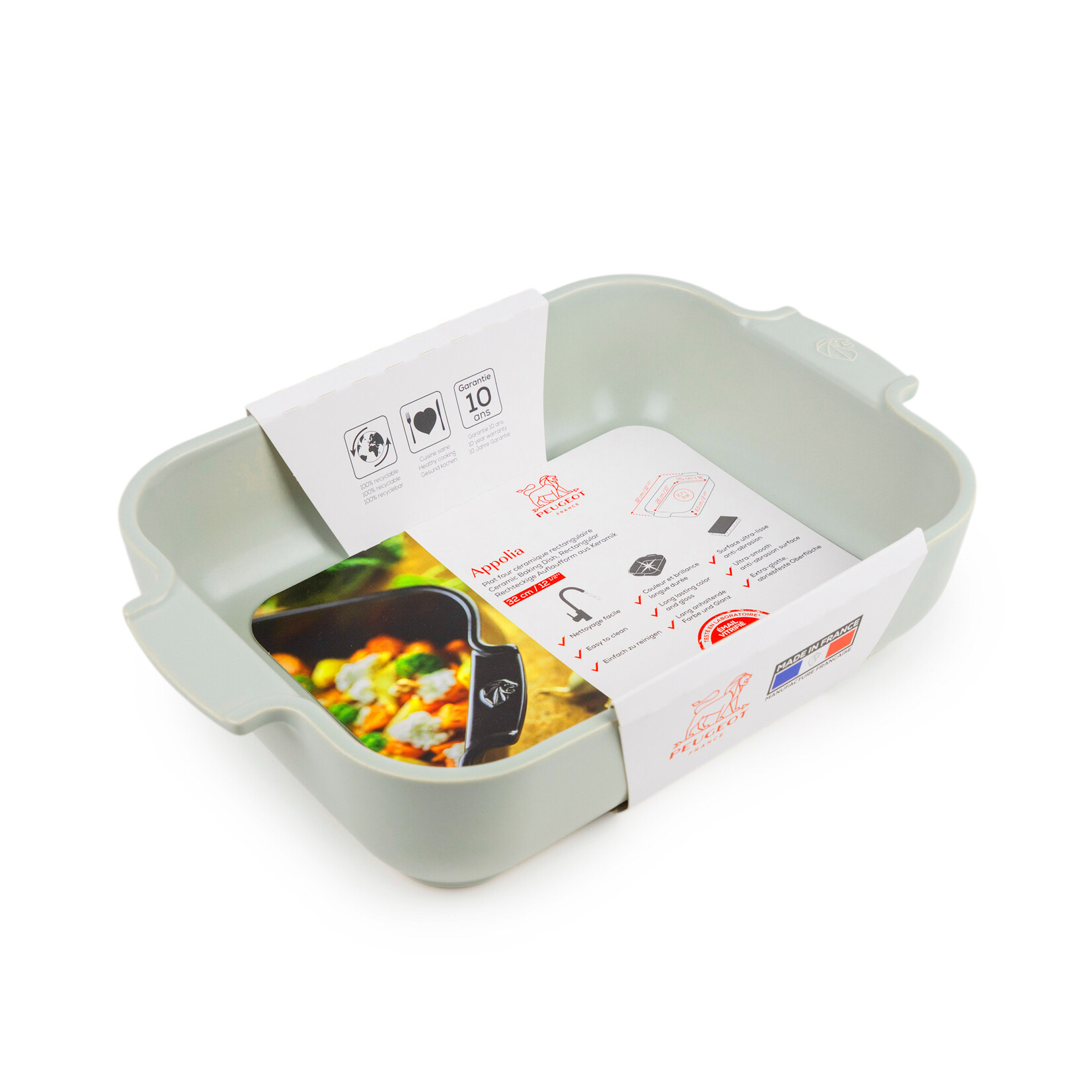 Peugeot Peugeot Appolia Saliegroen ovenschaal 2700 ml 32 cm 260x200x65 mm Vert Sauge rechthoek Peugeot 62637