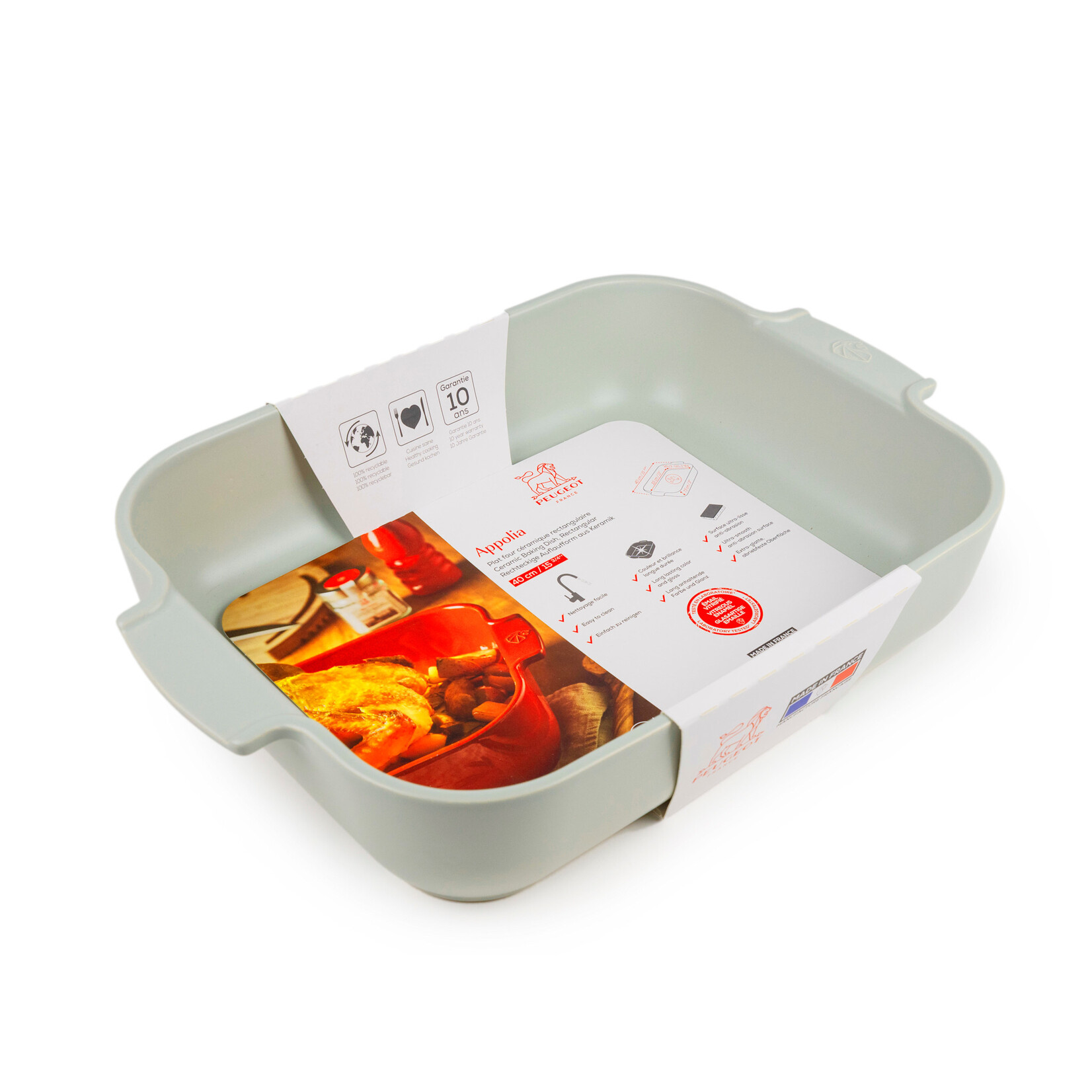 Peugeot Peugeot Appolia Saliegroen ovenschaal 5200 ml 40 cm 330x257x75 mm Vert Sauge rechthoek Peugeot 62651