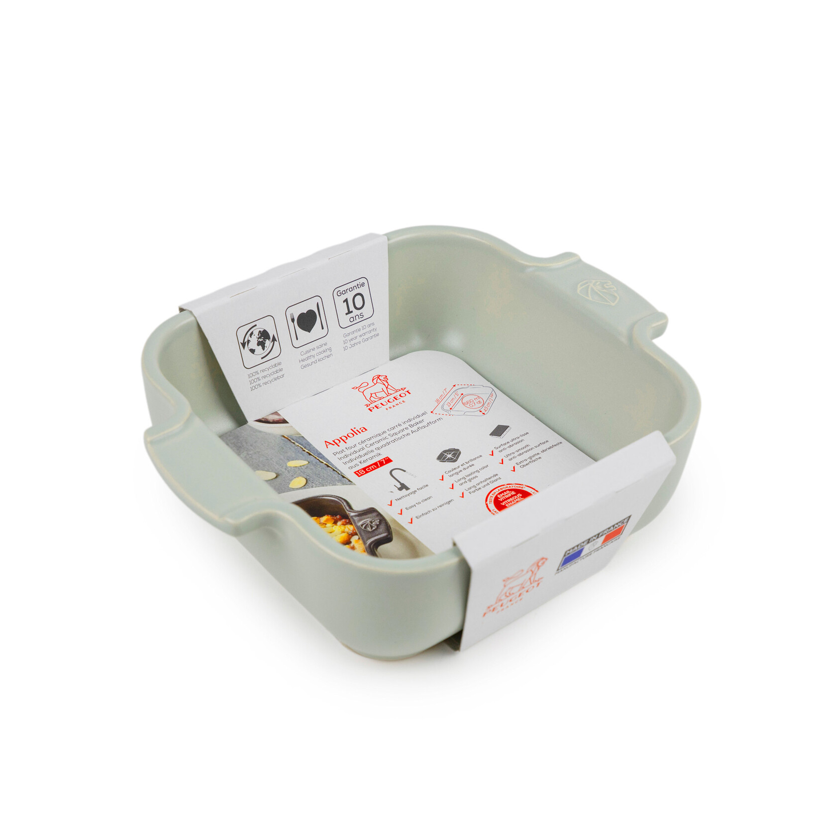 Peugeot Peugeot Appolia Saliegroen ovenschaal 660 ml 18 cm 130x130x45 mm Vert Sauge vierkant Peugeot 62668