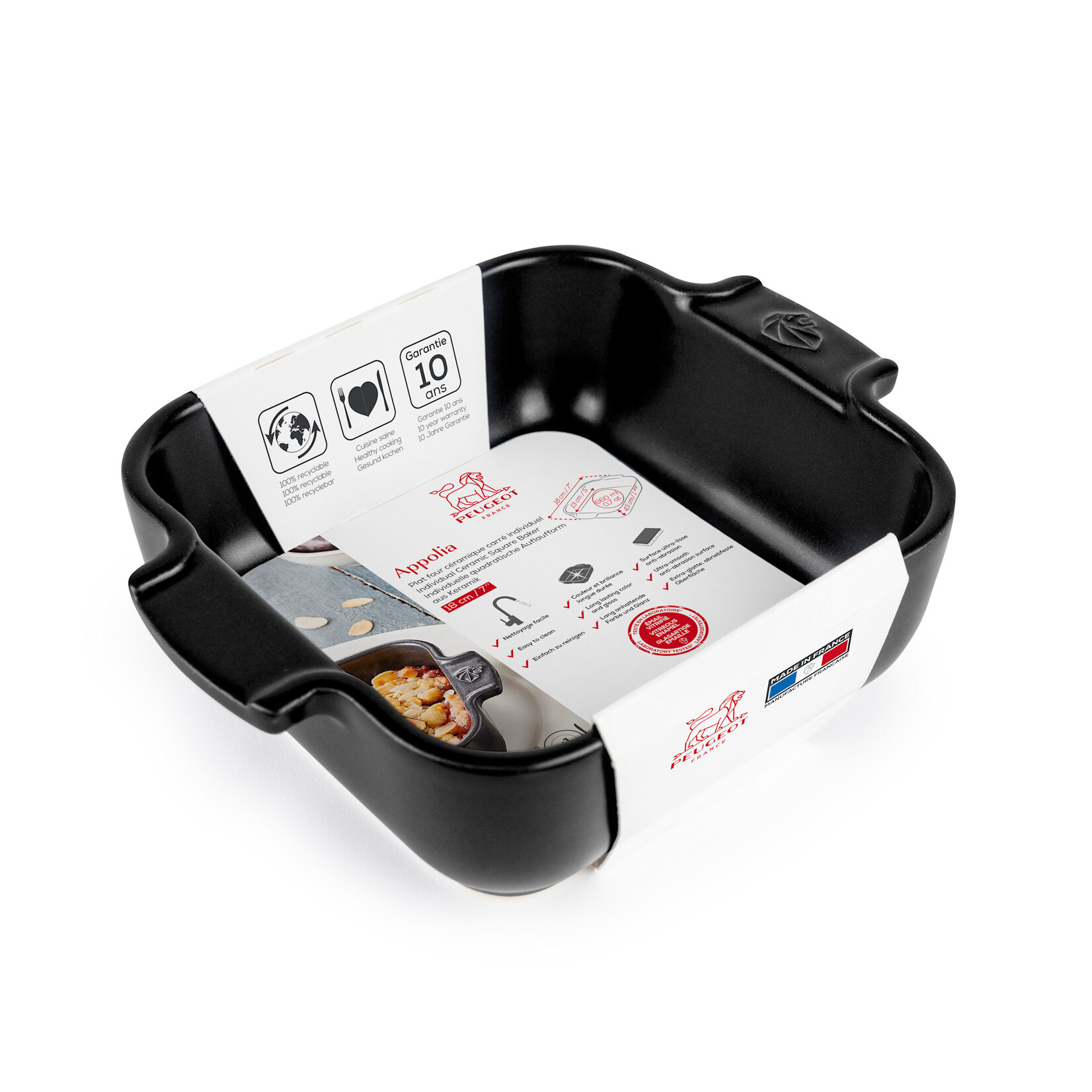 Peugeot Peugeot Appolia Satijnzwart ovenschaal 660 ml 18 cm 130x130x45 mm Satin Black vierkant Peugeot 61562
