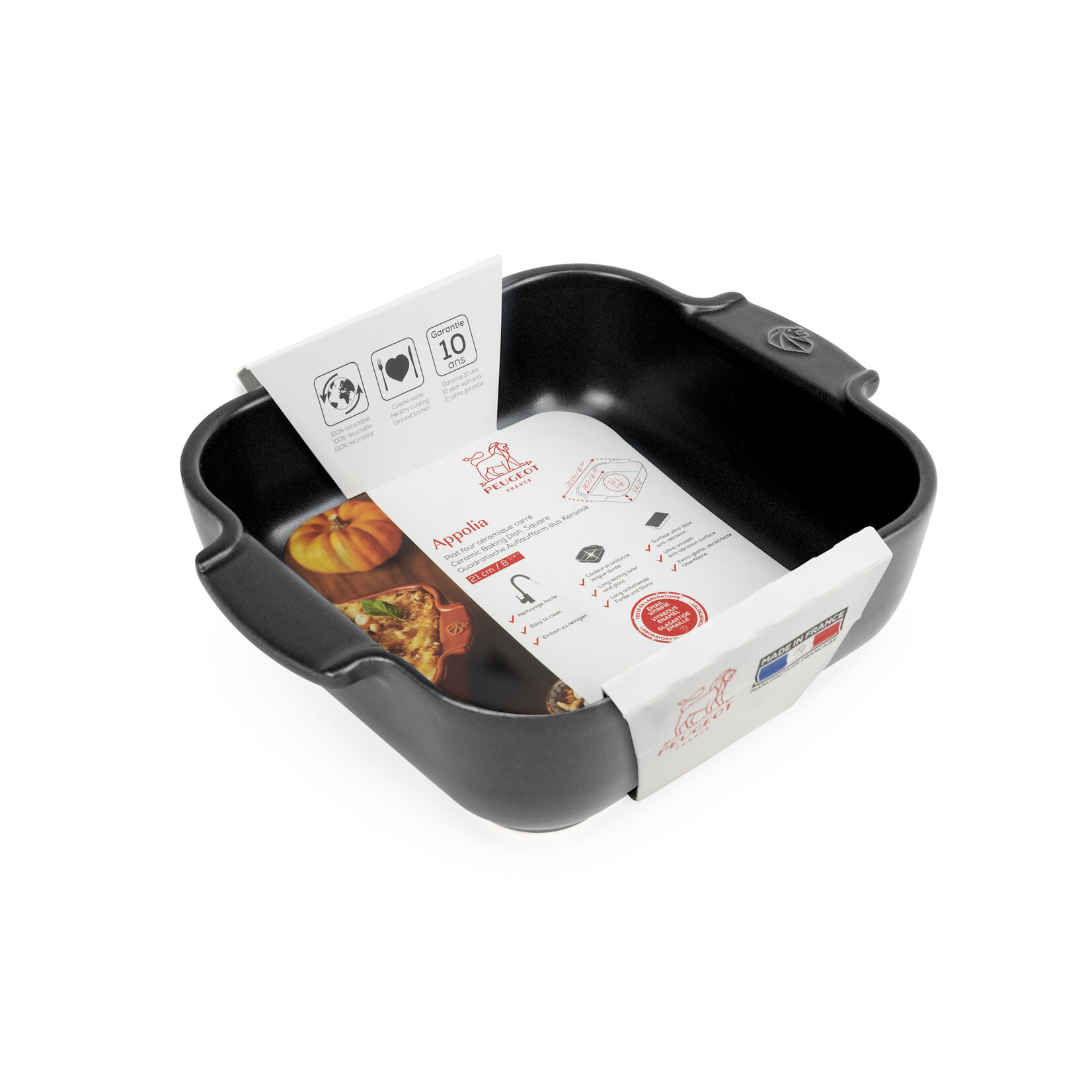 Peugeot Peugeot Appolia Satijnzwart ovenschaal 1100 ml 21 cm 163x163x54 mm Satin Black vierkant Peugeot 61555