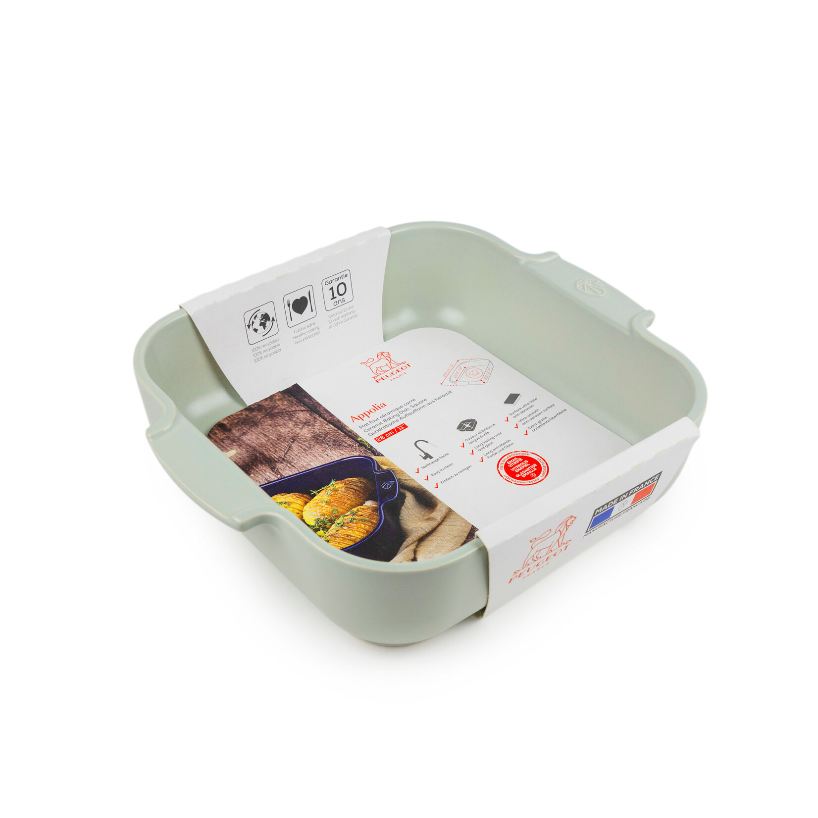 Peugeot Peugeot Appolia Saliegroen ovenschaal 2700 ml 28 cm 225x225x65 mm Vert Sauge vierkant Peugeot 62682