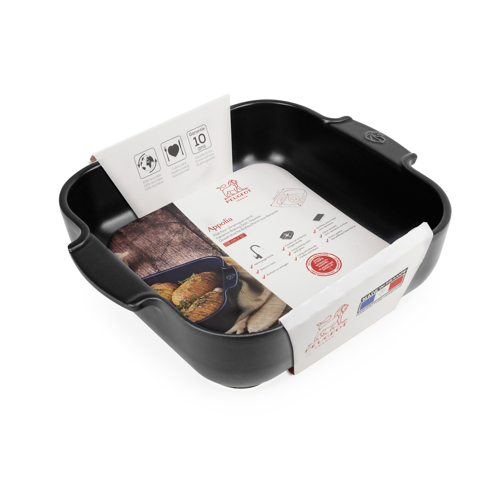 Peugeot Peugeot Appolia Satijnzwart ovenschaal 2700 ml 28 cm 225x225x65 mm Satin Black vierkant Peugeot 61548