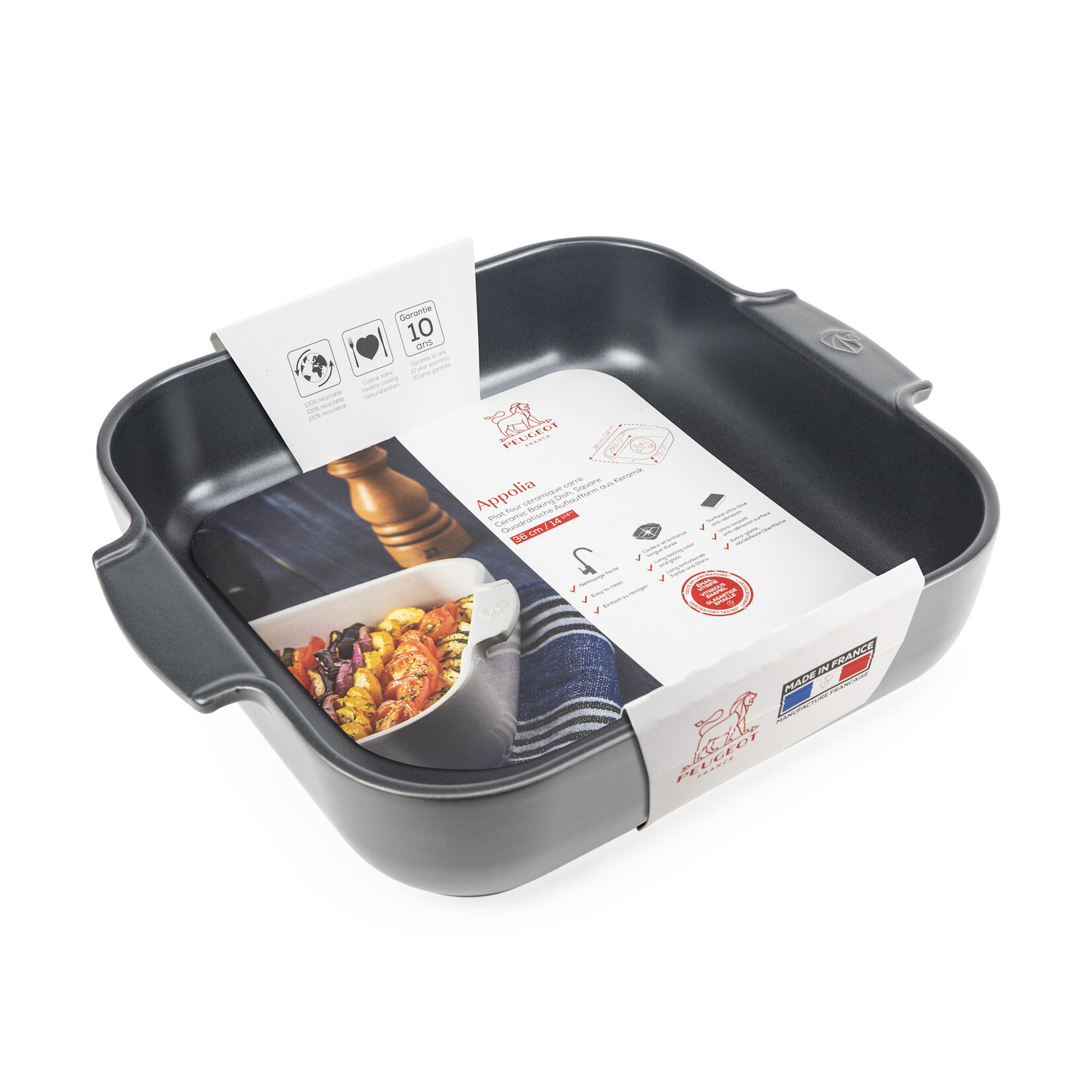 Peugeot Peugeot Appolia Grijs ovenschaal 5400 ml 36 cm 295x295x75 mm Ardoise vierkant Peugeot 60145
