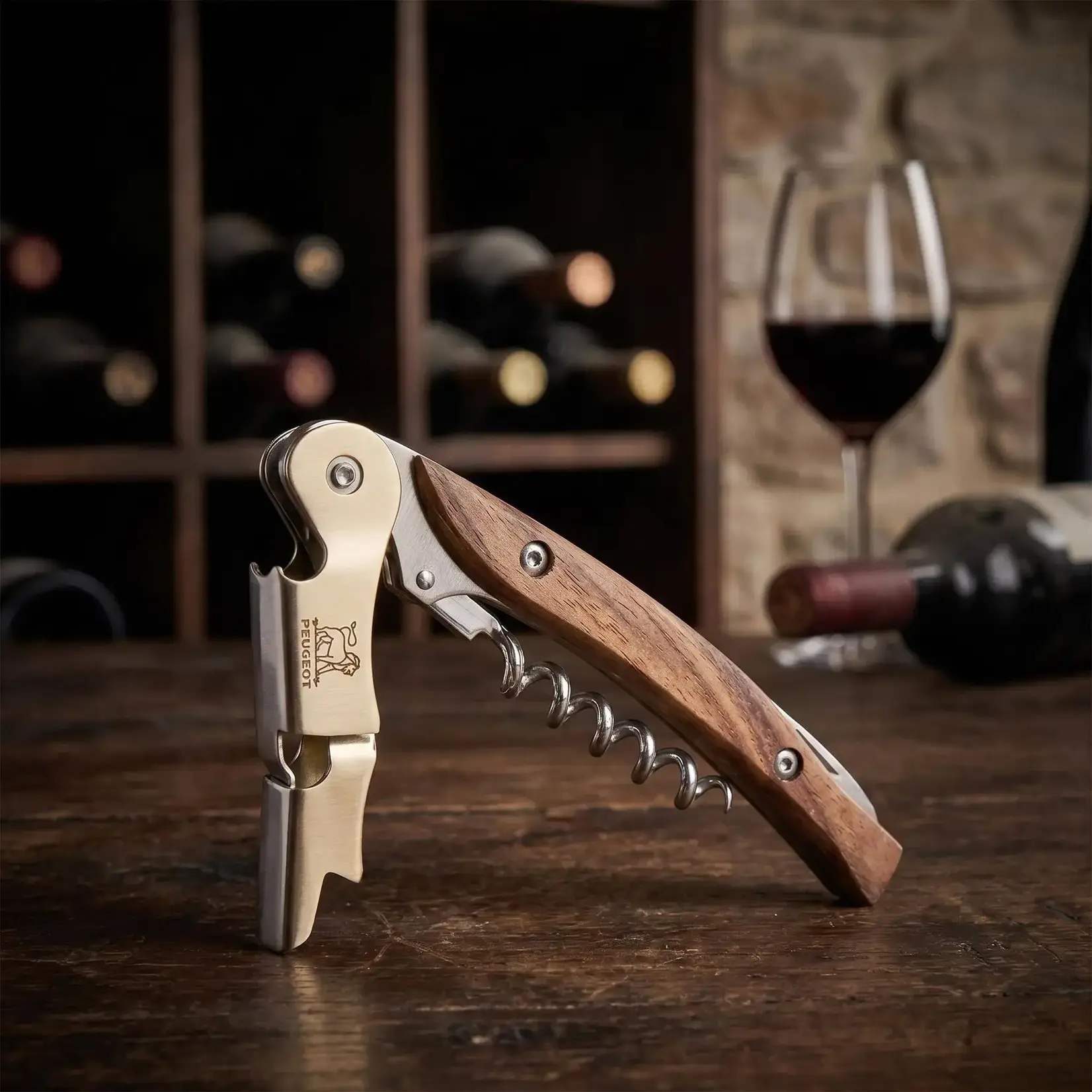 Peugeot Peugeot Malbec Kurkentrekker sommelier kelnersmes met dubbele hefboom walnotenhout Peugeot  201111