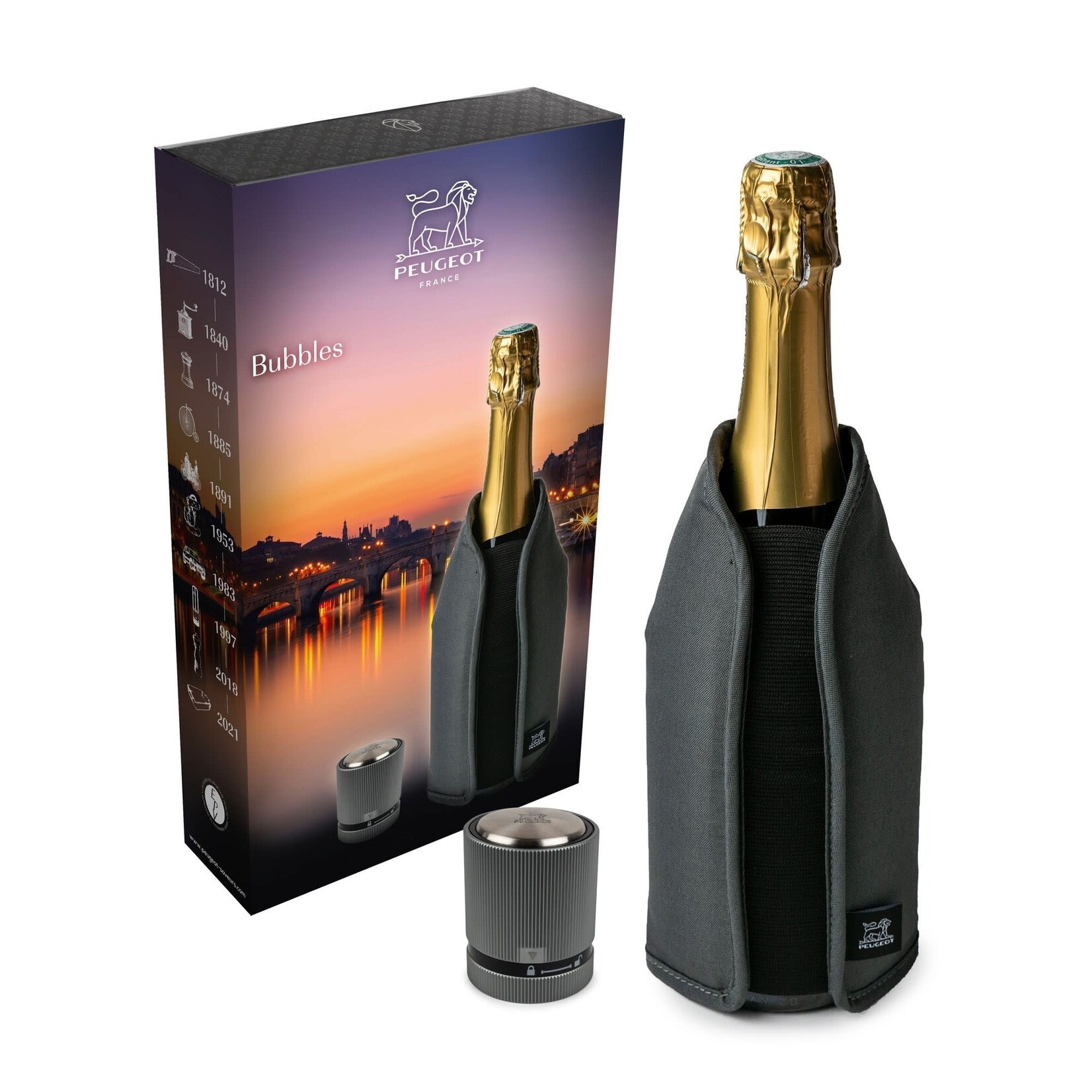Peugeot Peugeot Bubbles set Line Carbone Champagne stop en Fizz wijn en Champagne Sekt koeler Peugeot  220396