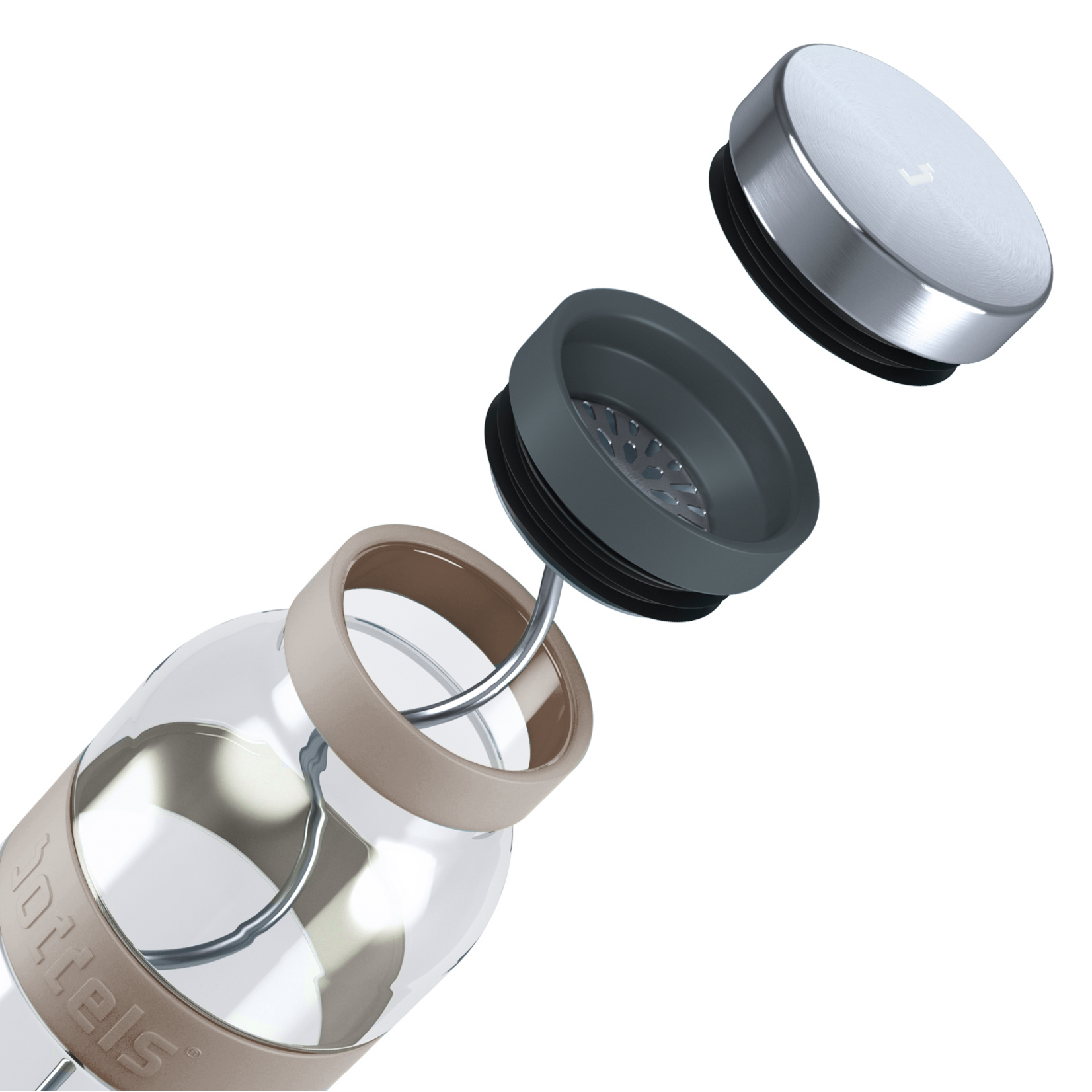 Diverse Merken glas-rvs karaf met spies Boddels Sund karaf 1100 ml karaf glas-rvs Taupe Boddels B508000008