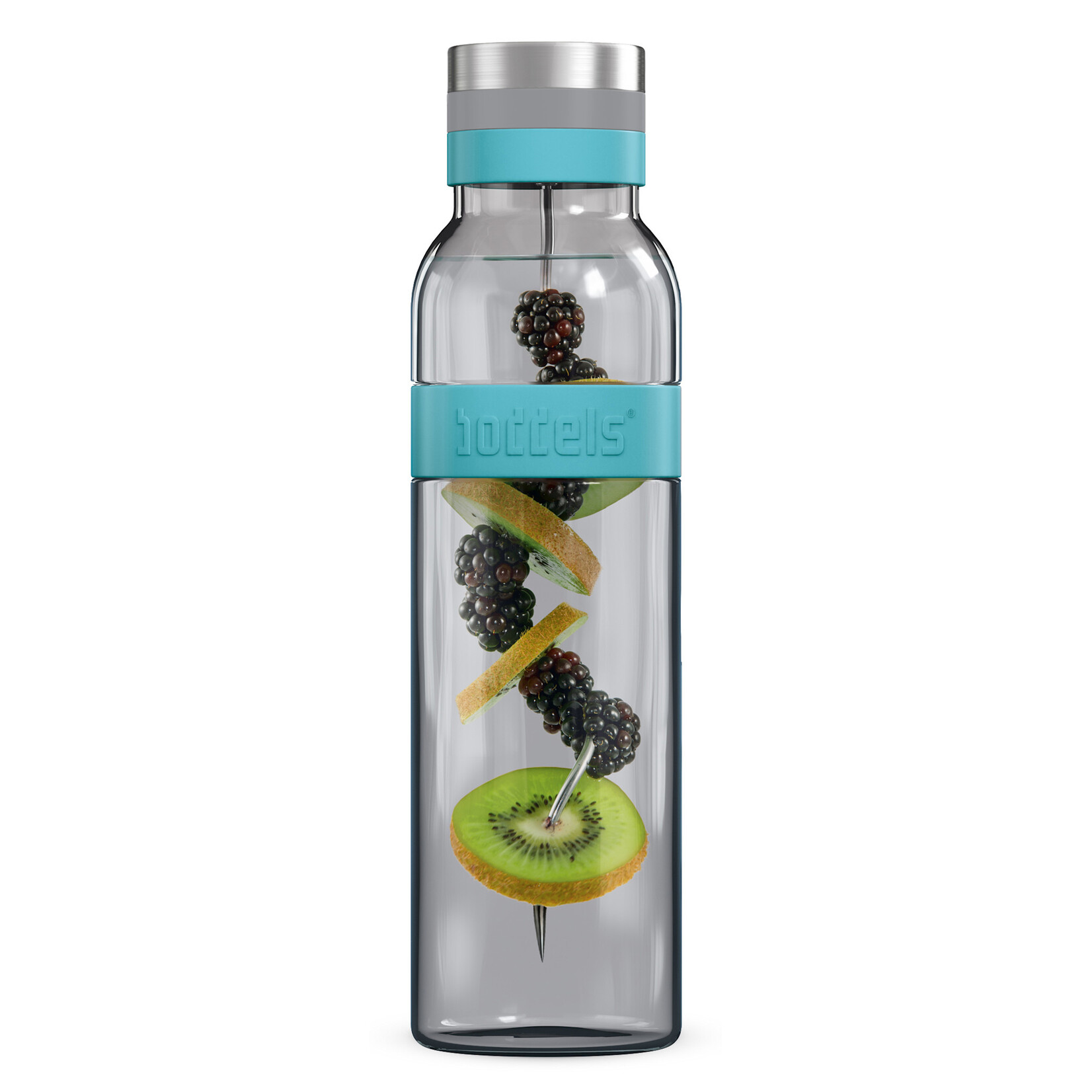 Diverse Merken glas-rvs karaf met spies Boddels Sund karaf 1100 ml karaf glas-rvs turquoise Boddels B508000003