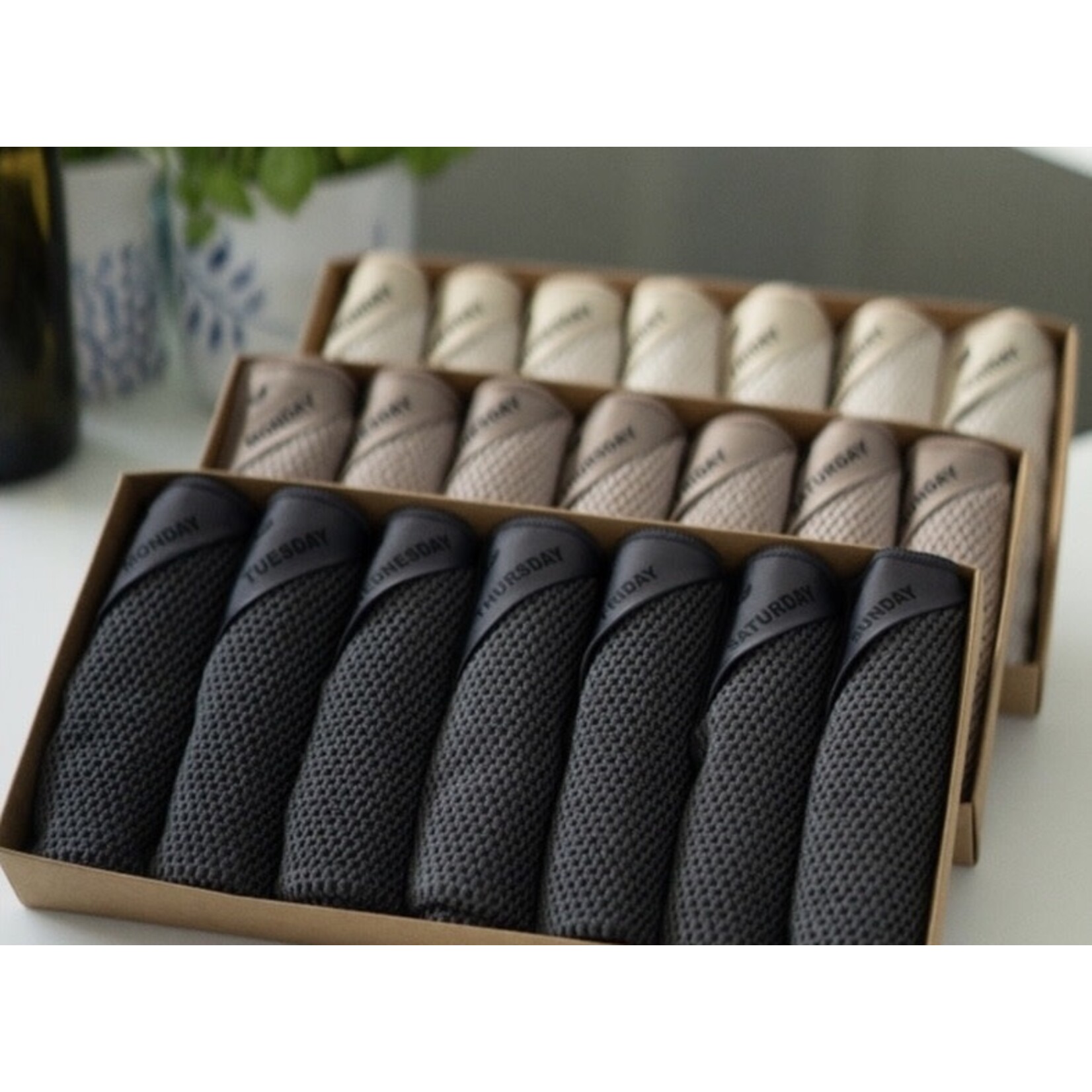 Klud Klud Wafel Charcoal microvezel doekjes 7 vaatdoekjes 1 voor elke dag van de week KD-403