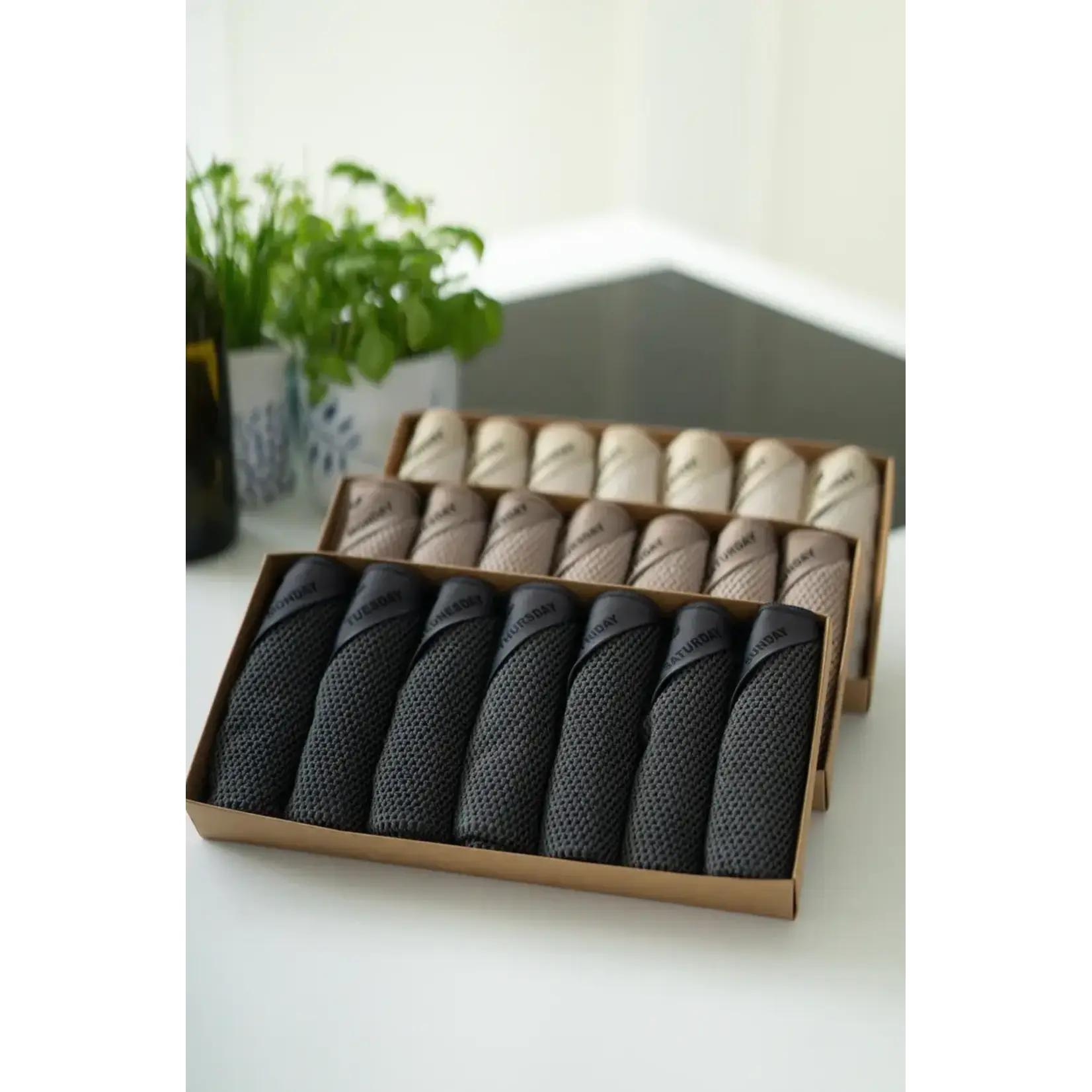 Klud Klud Wafel Charcoal microvezel doekjes 7 vaatdoekjes 1 voor elke dag van de week KD-403