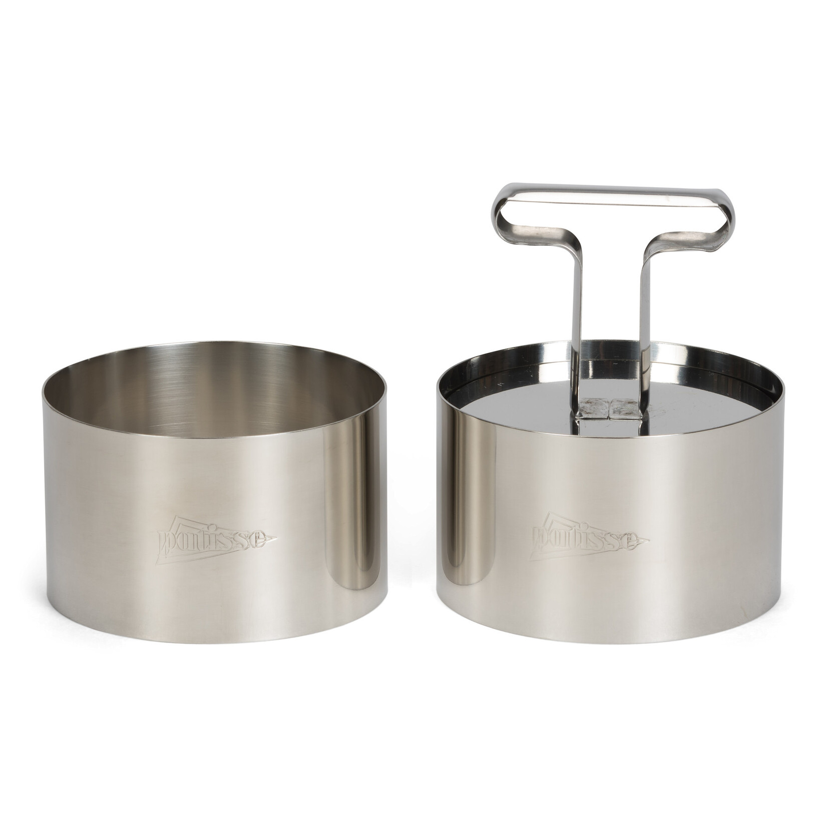 Patisse Patisse set-2 rvs  Ø 9 cm  kook- garneer- voedsel- en  opmaakringen met aandrukker Patisse 2104