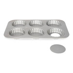 Patisse bakplaat met 6 stuks 10 cm quichevorm met losse bodem Patisse 3569