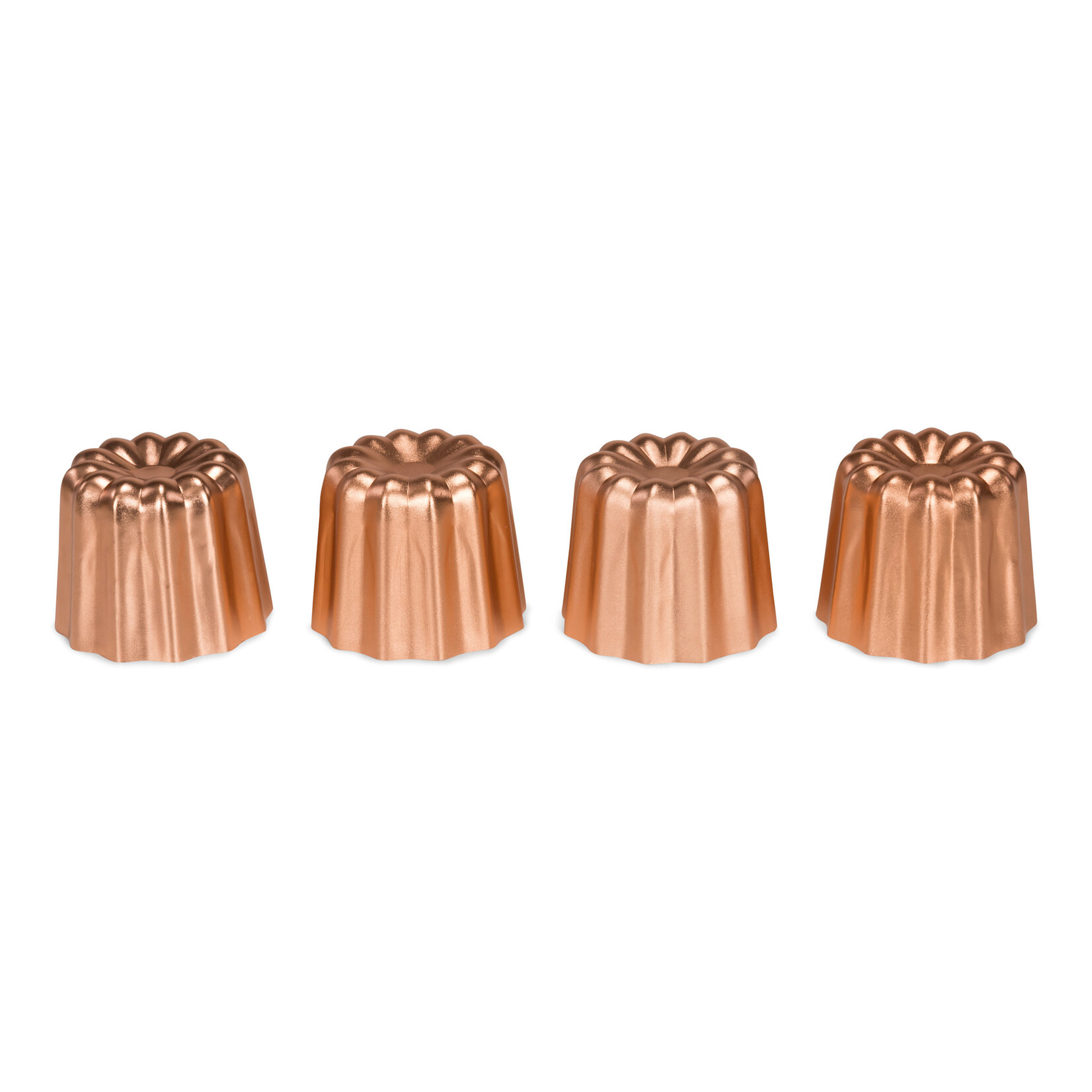 Patisse Patisse canelé bakvormpjes 4-delige aluminium set met koperlook Patisse 4010