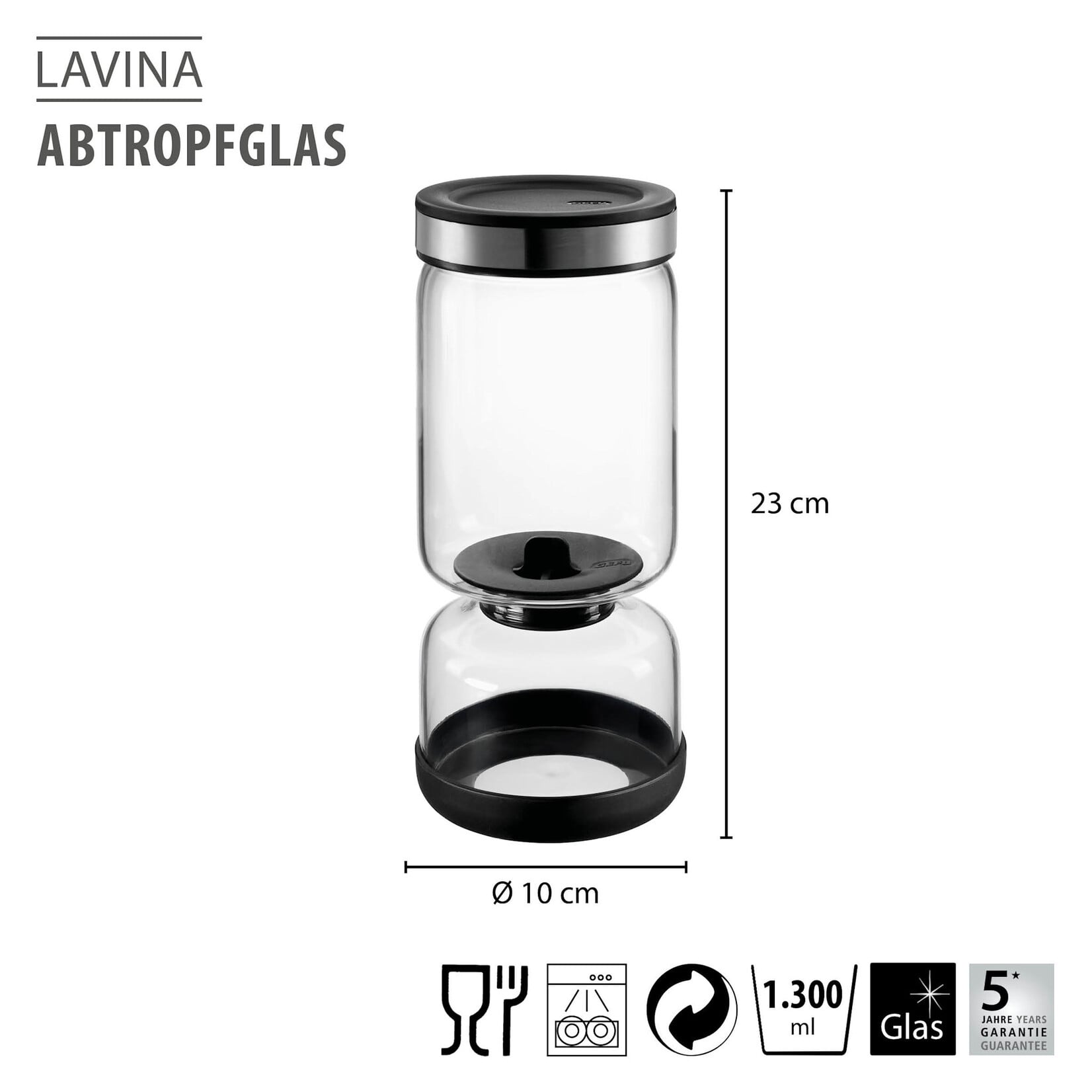 Gefu Gefu Lavina afgietpot 1300 ml afgiet pot van glas handige bewaarpot voor iets in vocht Gefu 18932