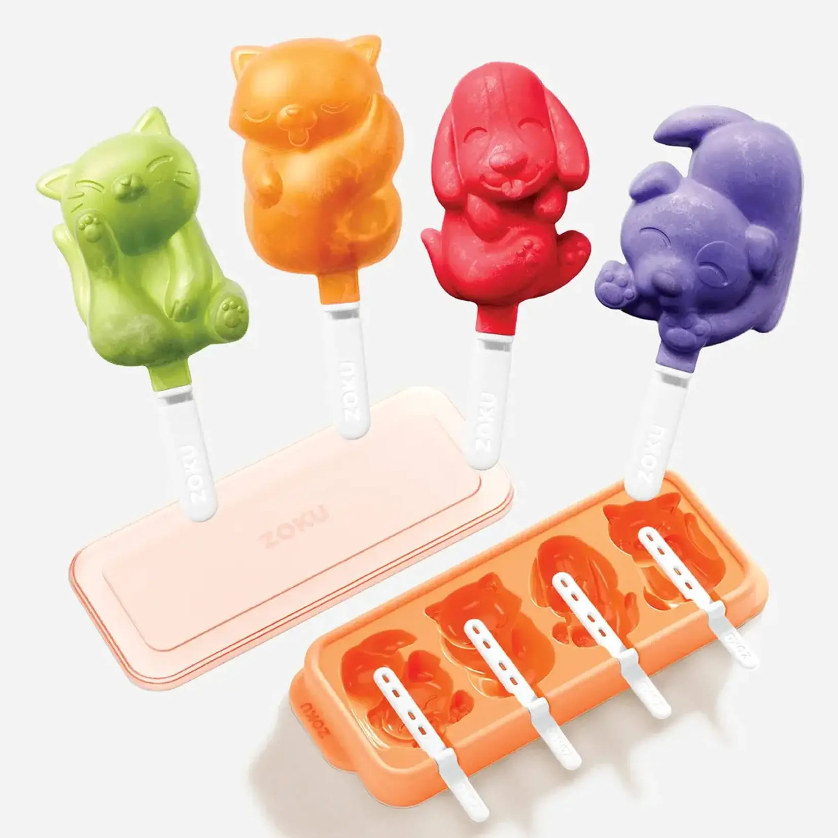 Diverse Merken Zoku Cat + Dog Ice Pop Molds 4 ijslolly vorm kat en hond Zoku ZK169