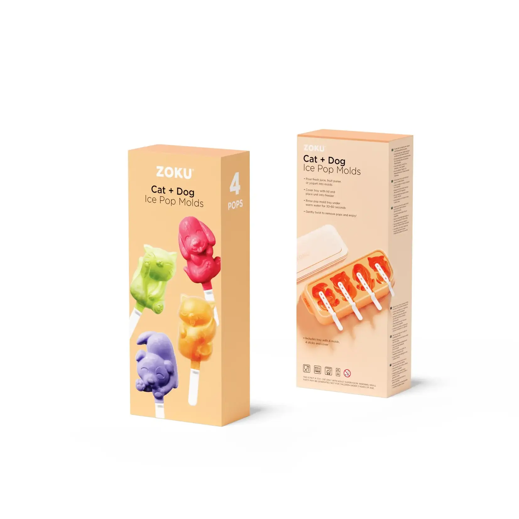 Diverse Merken Zoku Cat + Dog Ice Pop Molds 4 ijslolly vorm kat en hond Zoku ZK169