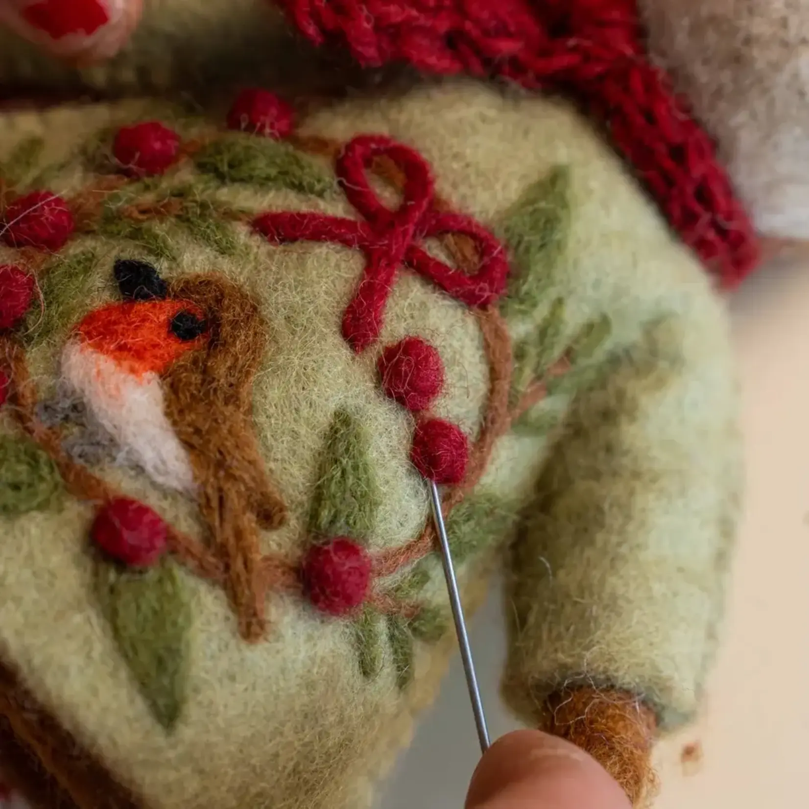 Sjaal met Verhaal Sjaal met verhaal Decoratie Hert English Christmas Roodborstje