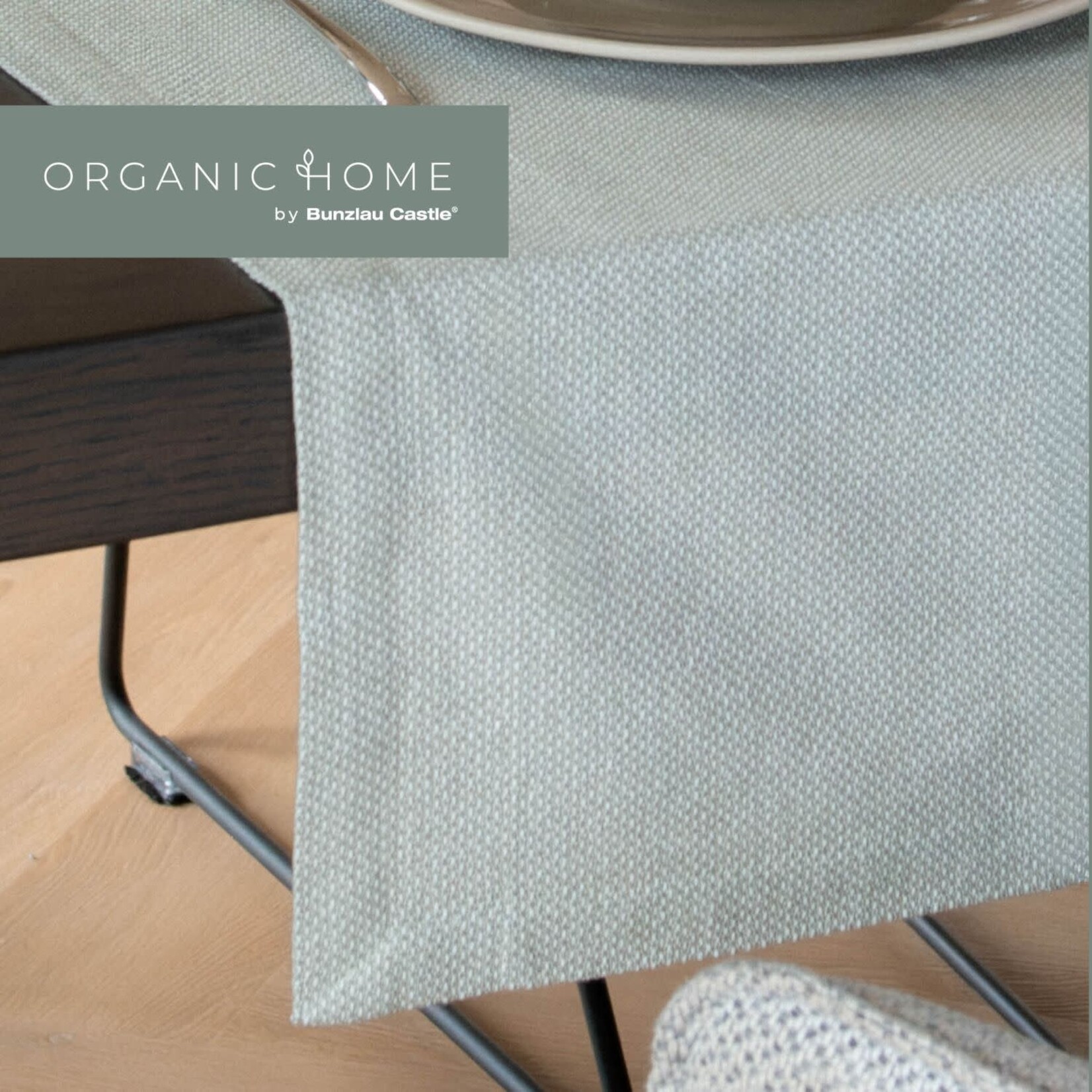 Bunzlau Castle Organic Home loper Tablerunner 45 x 140 cm wilderness Sage Green GOTS 6603-G