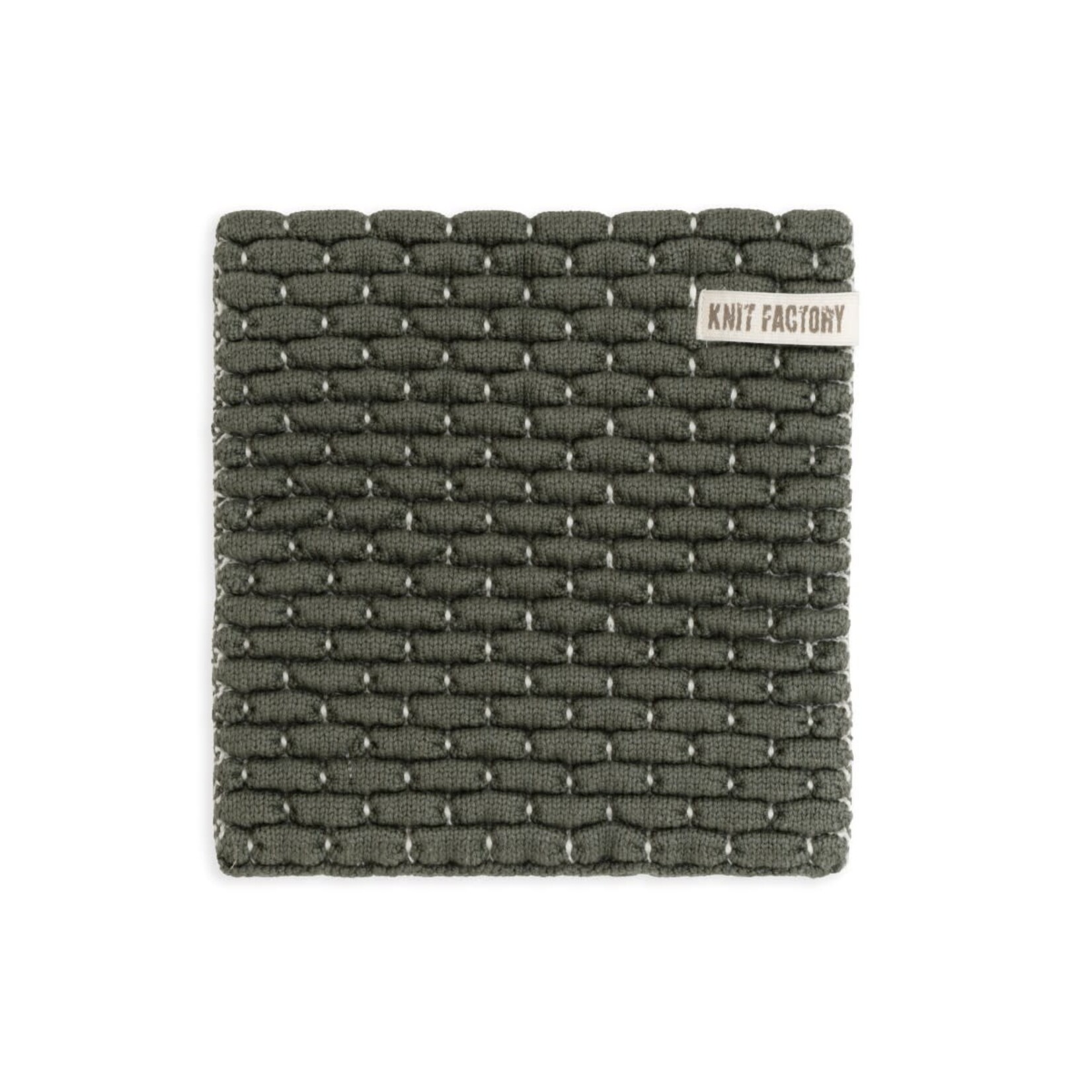 Knit Factory Knit Factory gebreide onderzetter Block Ecru Khaki Knit Factory 8721052153309