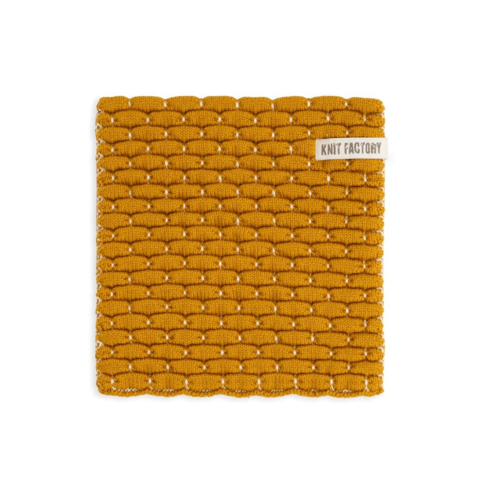 Knit Factory Knit Factory gebreide onderzetter Block Ecru Oker Knit Factory 8721052153255