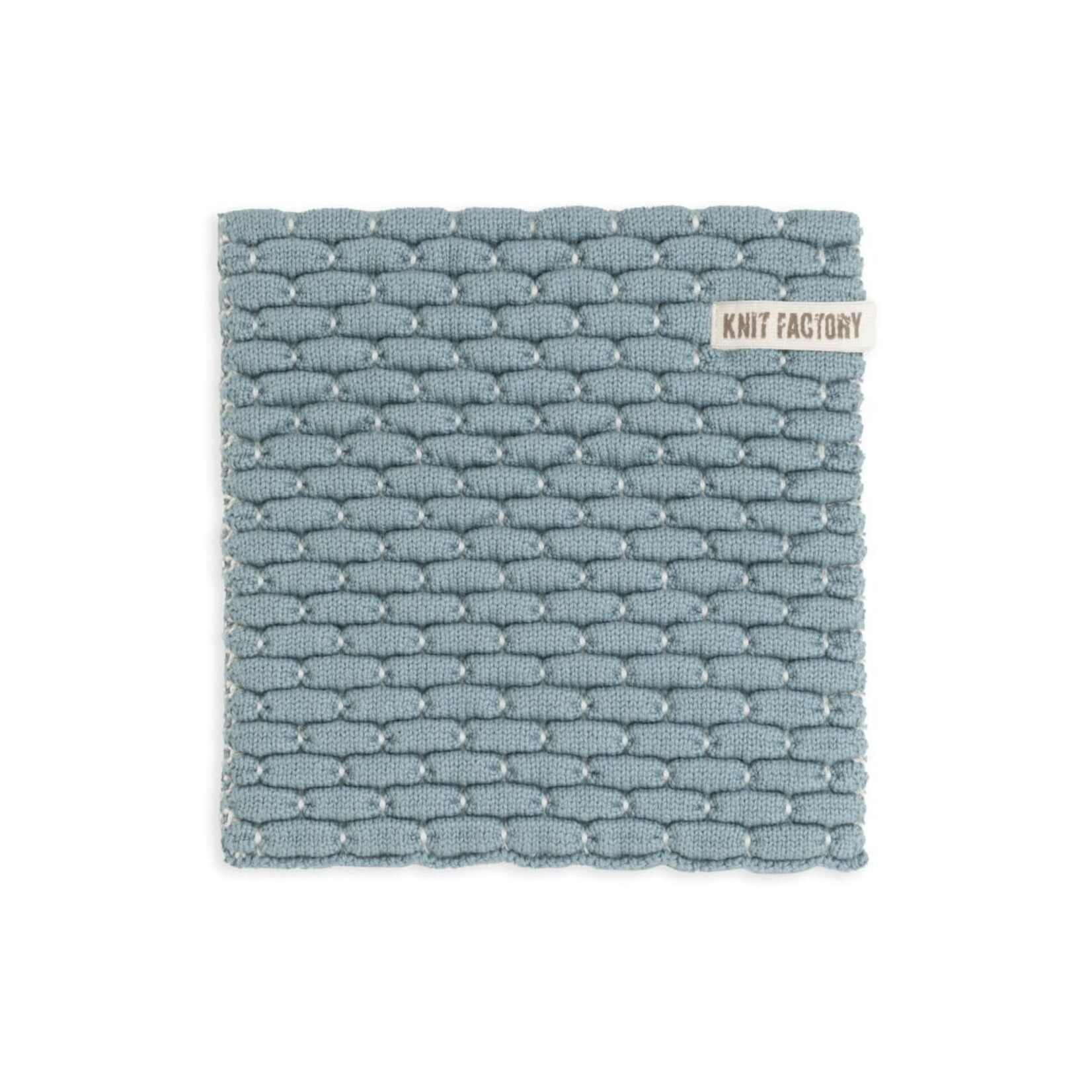 Knit Factory Knit Factory gebreide onderzetter Block Ecru Stone Green Knit Factory 8721052153217