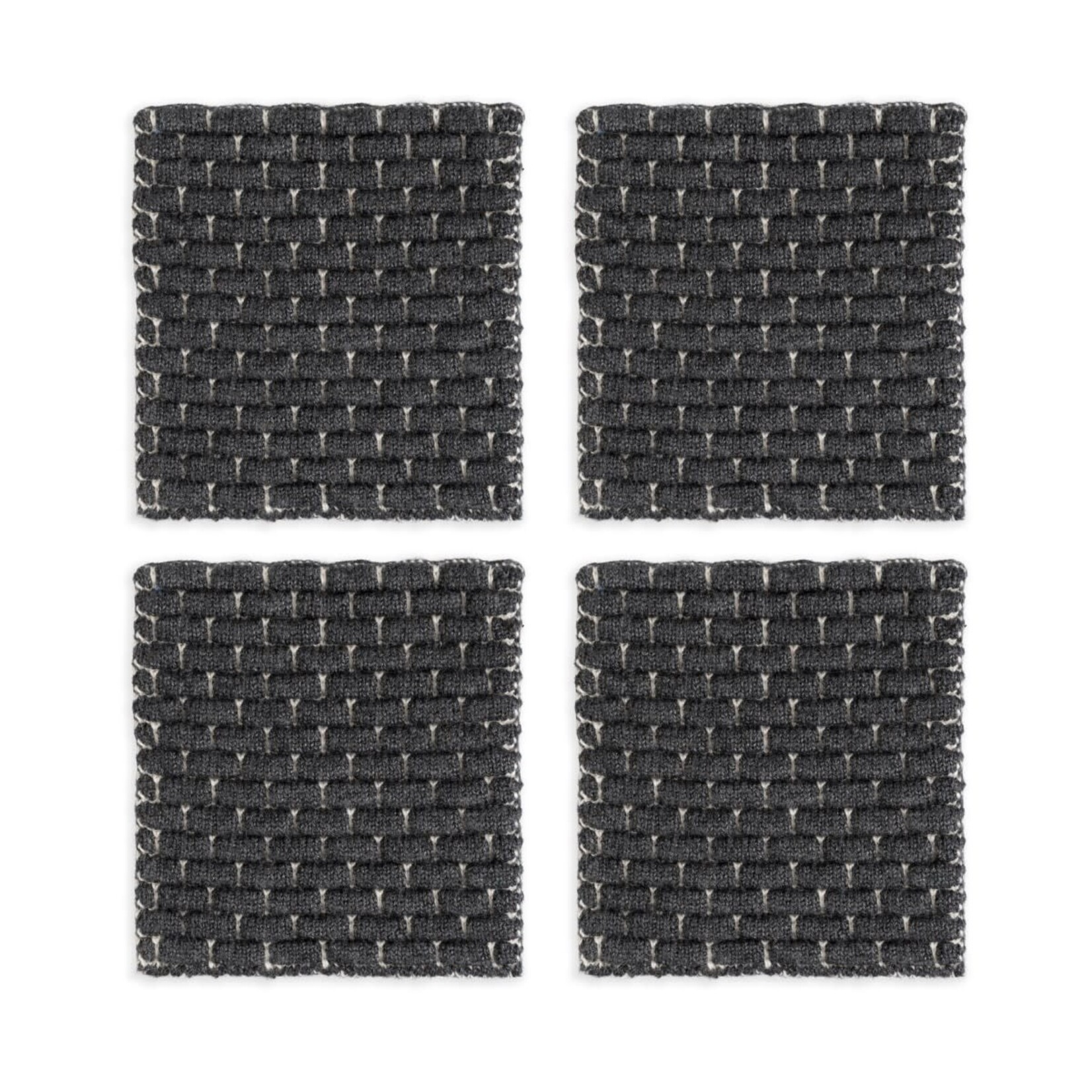 Knit Factory Knit Factory gebreide glasonderzetters set-4 Block Ecru Antraciet Knit Factory 8721052156218