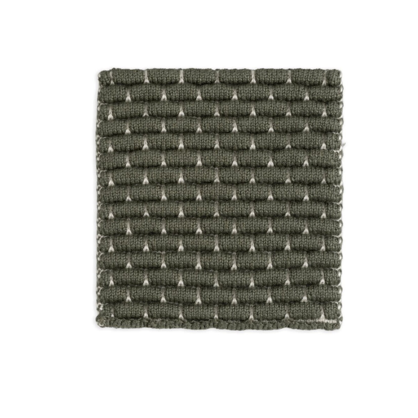 Knit Factory Knit Factory gebreide glasonderzetters set-4 Block Ecru Khaki Knit Factory 8721052156256