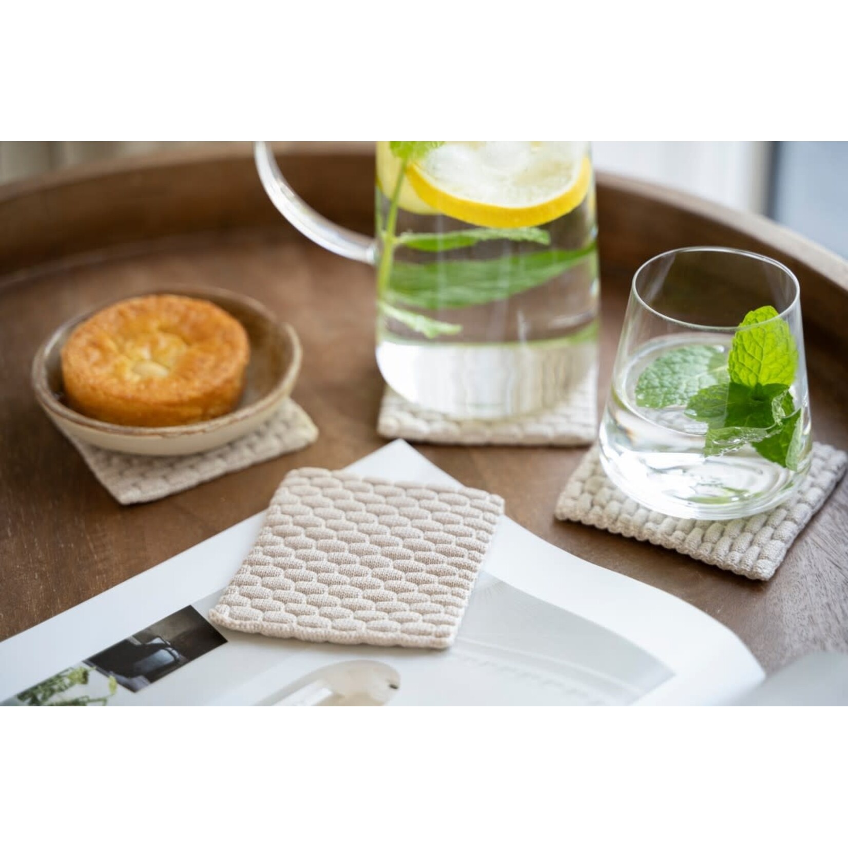 Knit Factory Knit Factory glasonderzetters set-4 Block Ecru Linnen Knit Factory 8721052156225