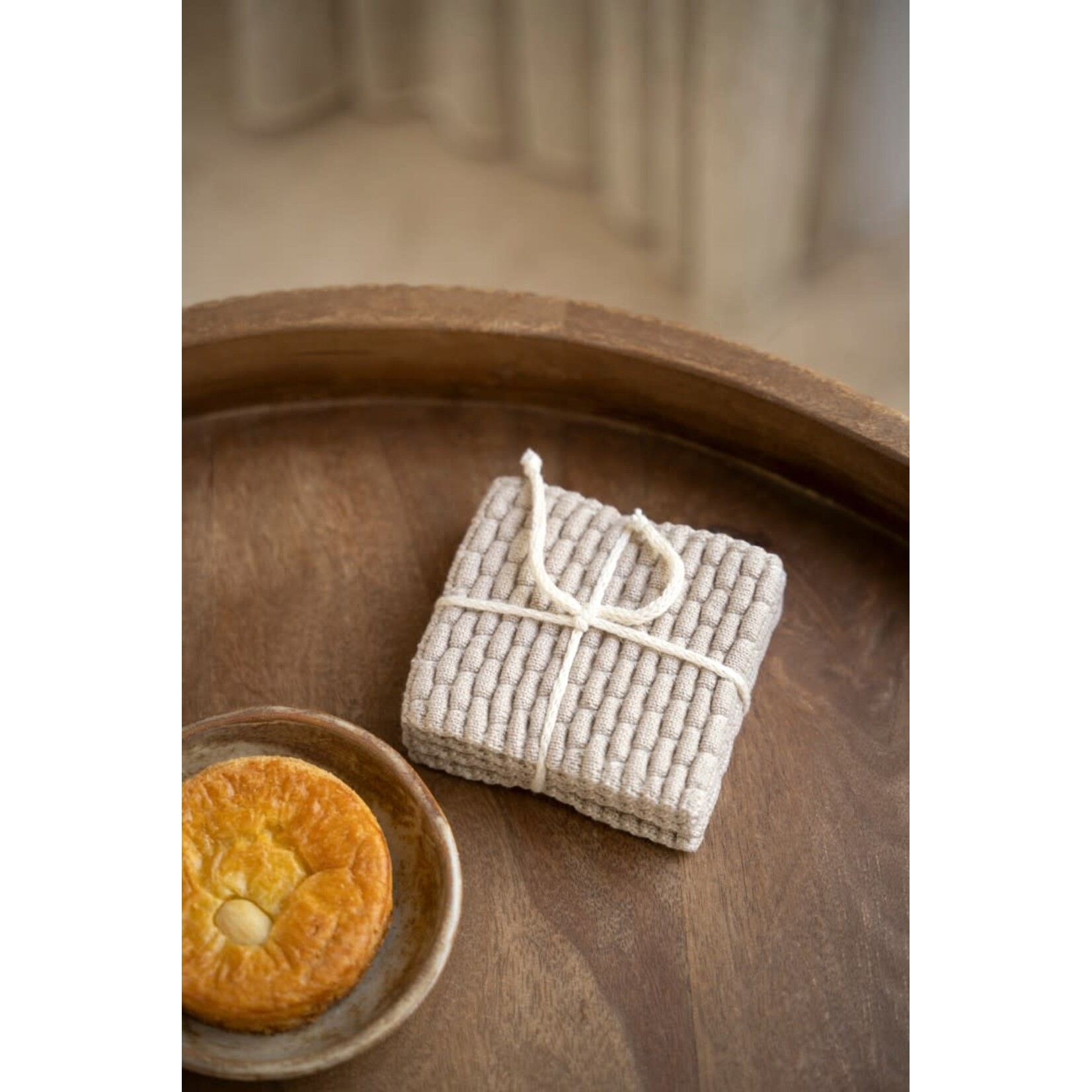 Knit Factory Knit Factory glasonderzetters set-4 Block Ecru Linnen Knit Factory 8721052156225