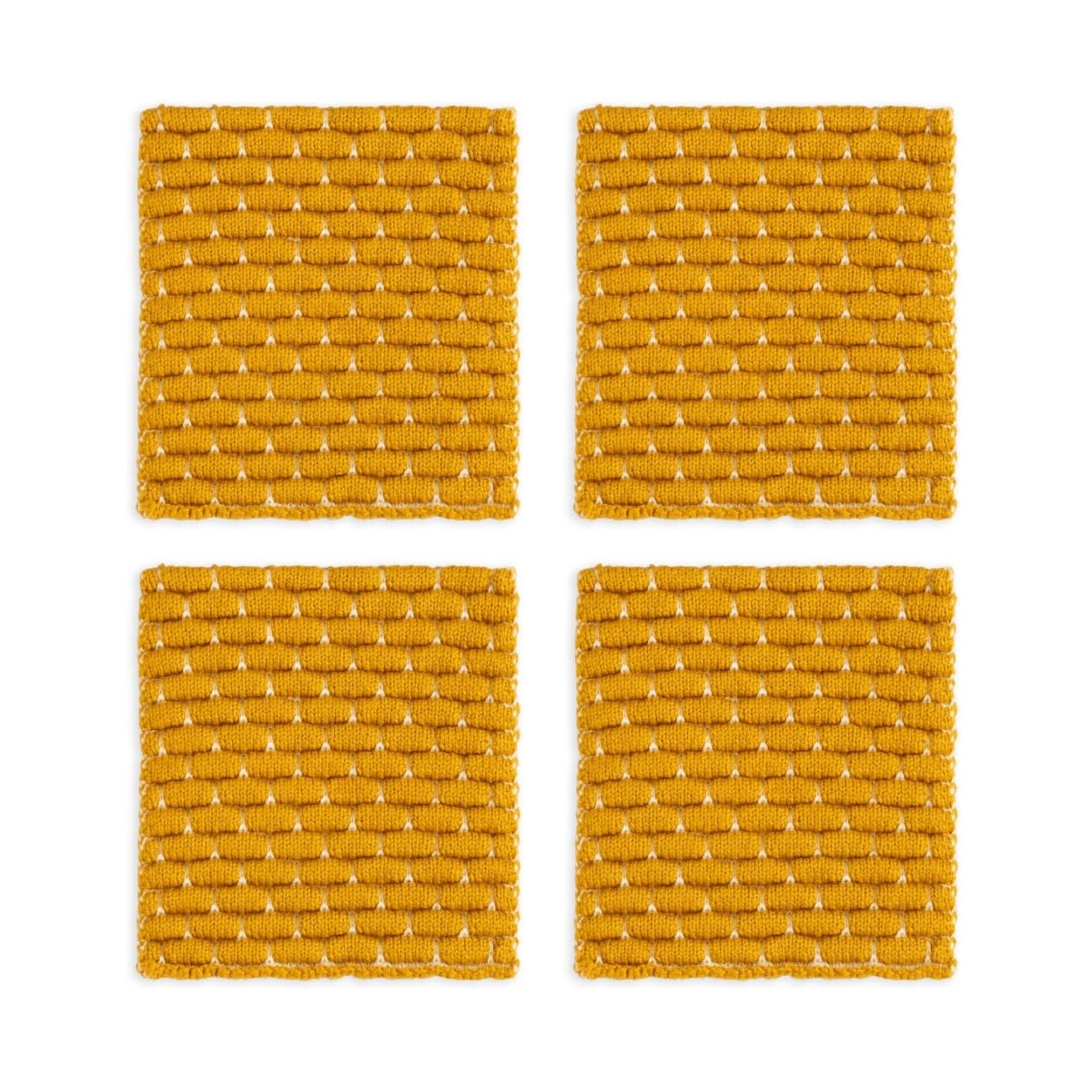 Knit Factory Knit Factory glasonderzetters set-4 Block Ecru Oker Knit Factory 8721052156201