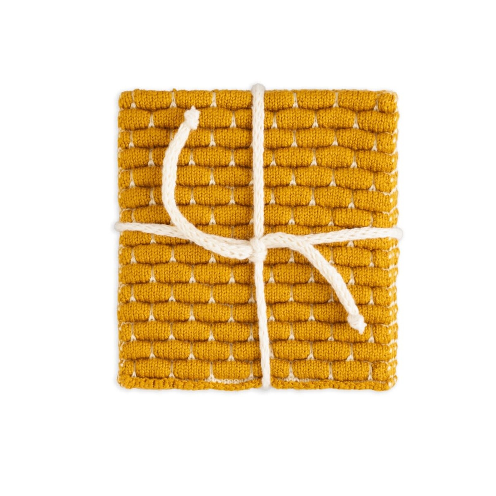 Knit Factory Knit Factory glasonderzetters set-4 Block Ecru Oker Knit Factory 8721052156201