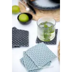 Knit Factory Knit Factory glasonderzetters set-4 Block Ecru Stone Green Knit Factory 8721052156249