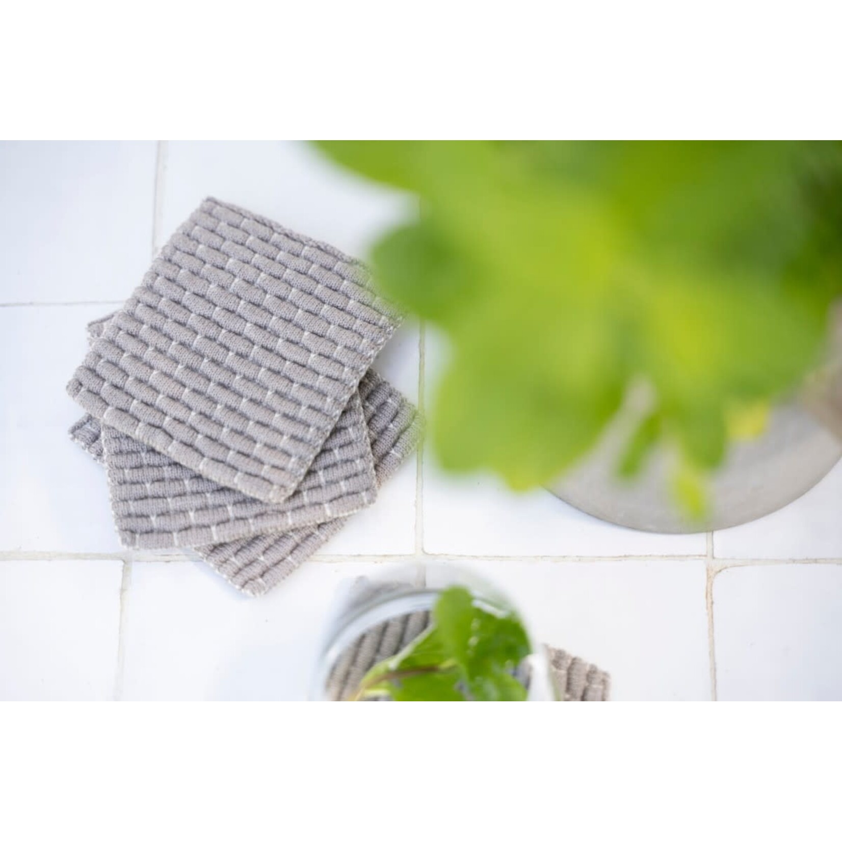 Knit Factory Knit Factory glasonderzetters set-4 Block Ecru Taupe Knit Factory 8721052156263