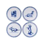 Heinen Delfts Blauw Heinen Delfts blauw coasters onderzetters Teckel Nhaan set van 4 Heinen Delfts Blauw P753