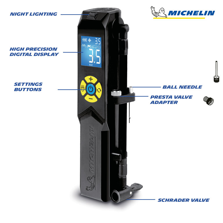 Michelin MICHELIN | Luftpumpe | Akku Mini Kompressor mit LED Licht | 10 Bar/ 150 PSI, 7,4 V /2500 mAH (pro Einheit)