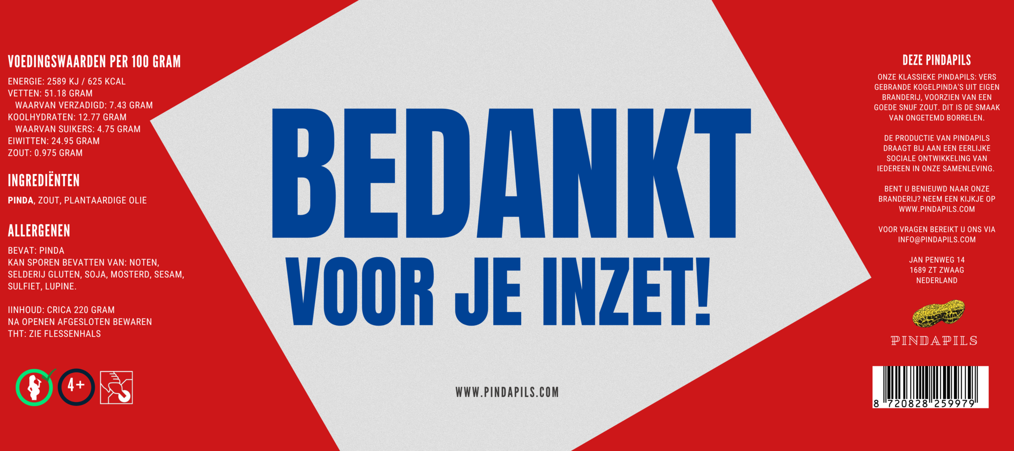 PindaPils Bedankt voor je inzet! Gezouten Pinda's 24 stuks 33cl