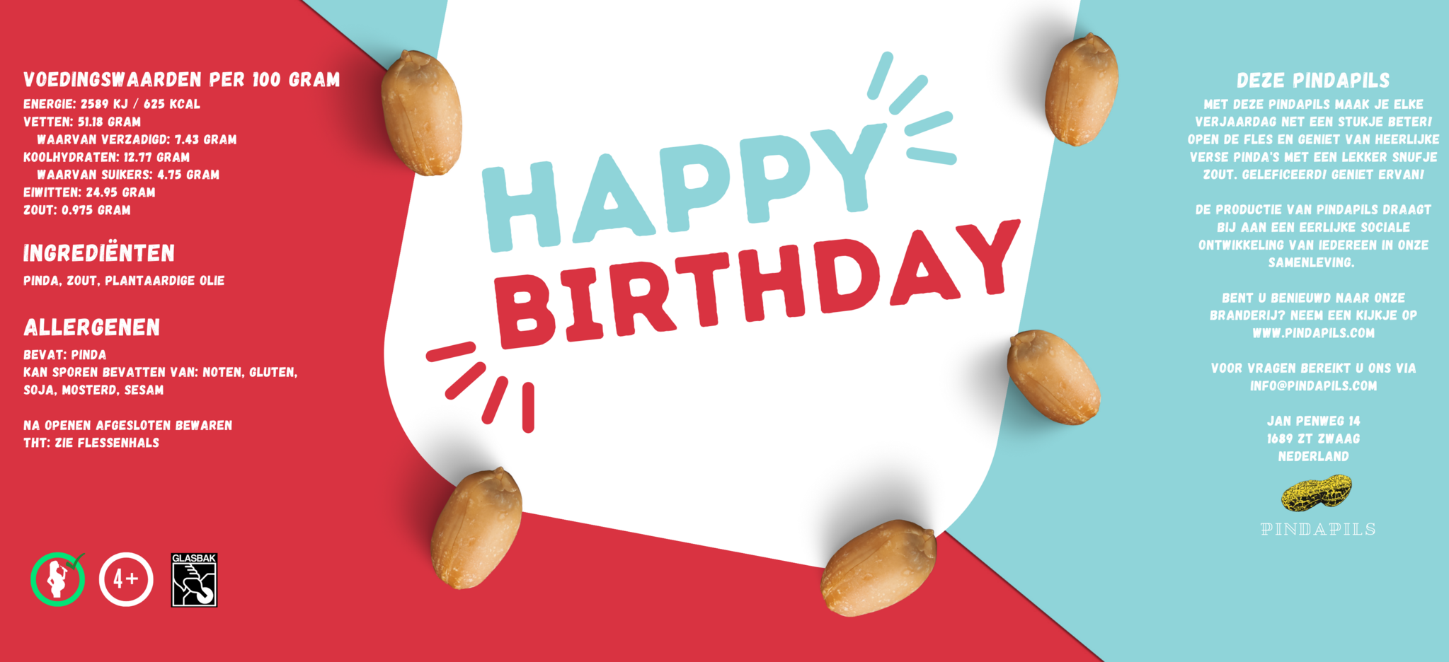 PindaPils Ball Peanuts Salted Happy Birthday 24 pieces 33cl