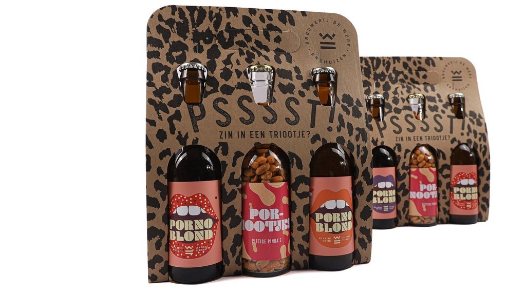 PindaPils Geschenk verpakking brouwerij de Werf 2 pornoblond 1 pornootje Per 8