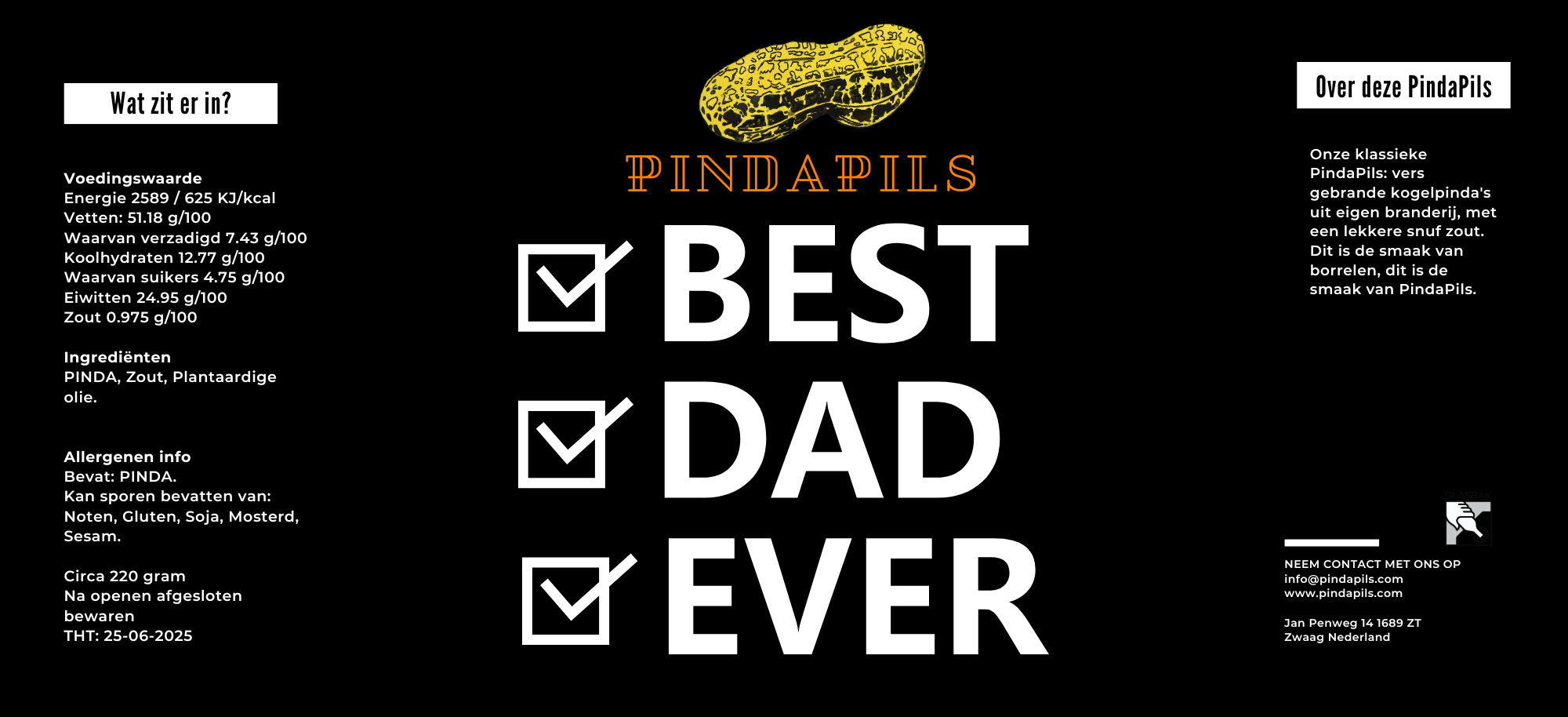 PindaPils Pinda's Gezouten 24 stuks 33cl  'Best Dad Ever'!
