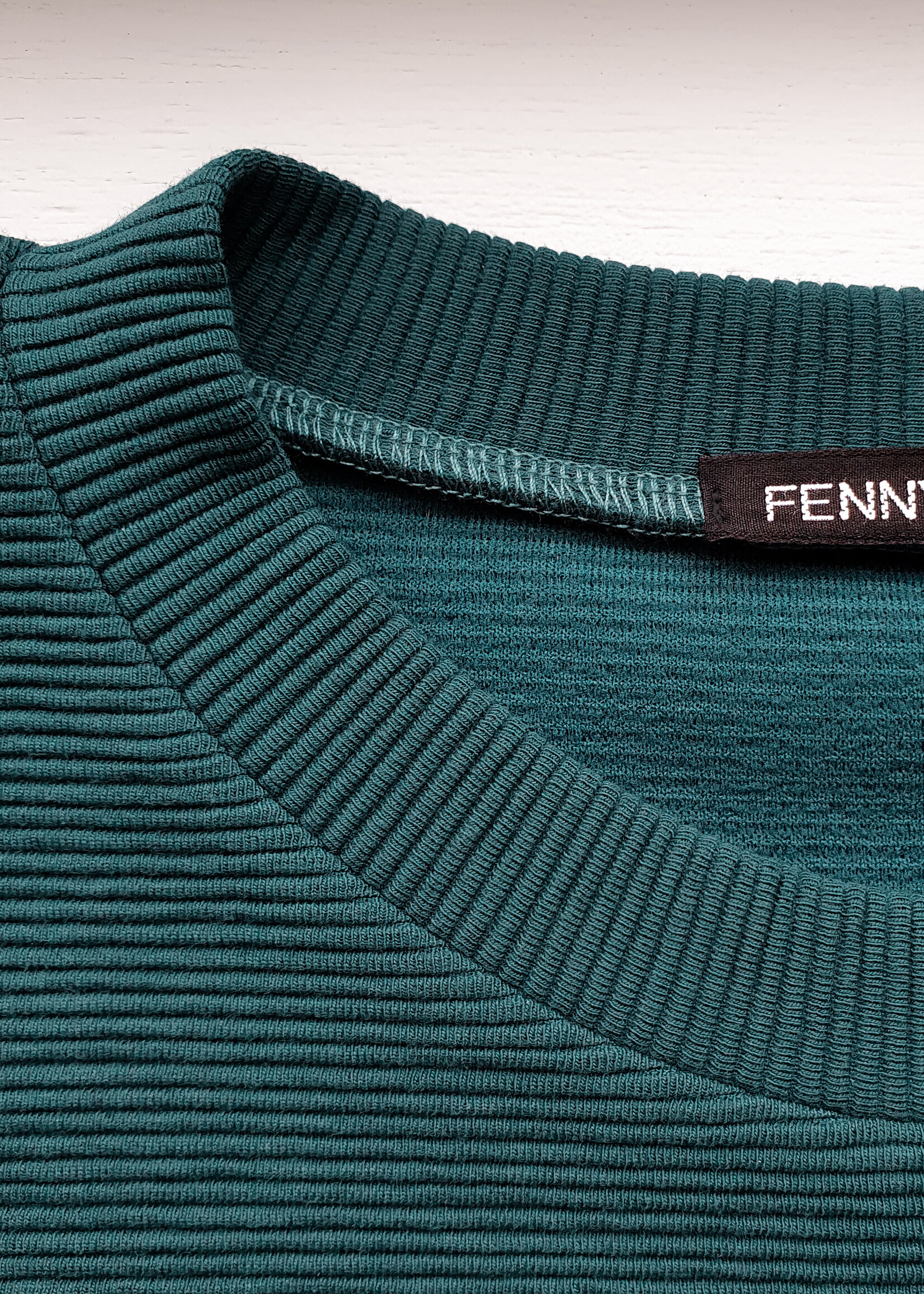 Fenny Faber Fenny Faber - Rib jersey oversized sweater met plooi - Groen