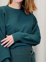 Fenny Faber Fenny Faber - Rib jersey oversized sweater met plooi - Groen